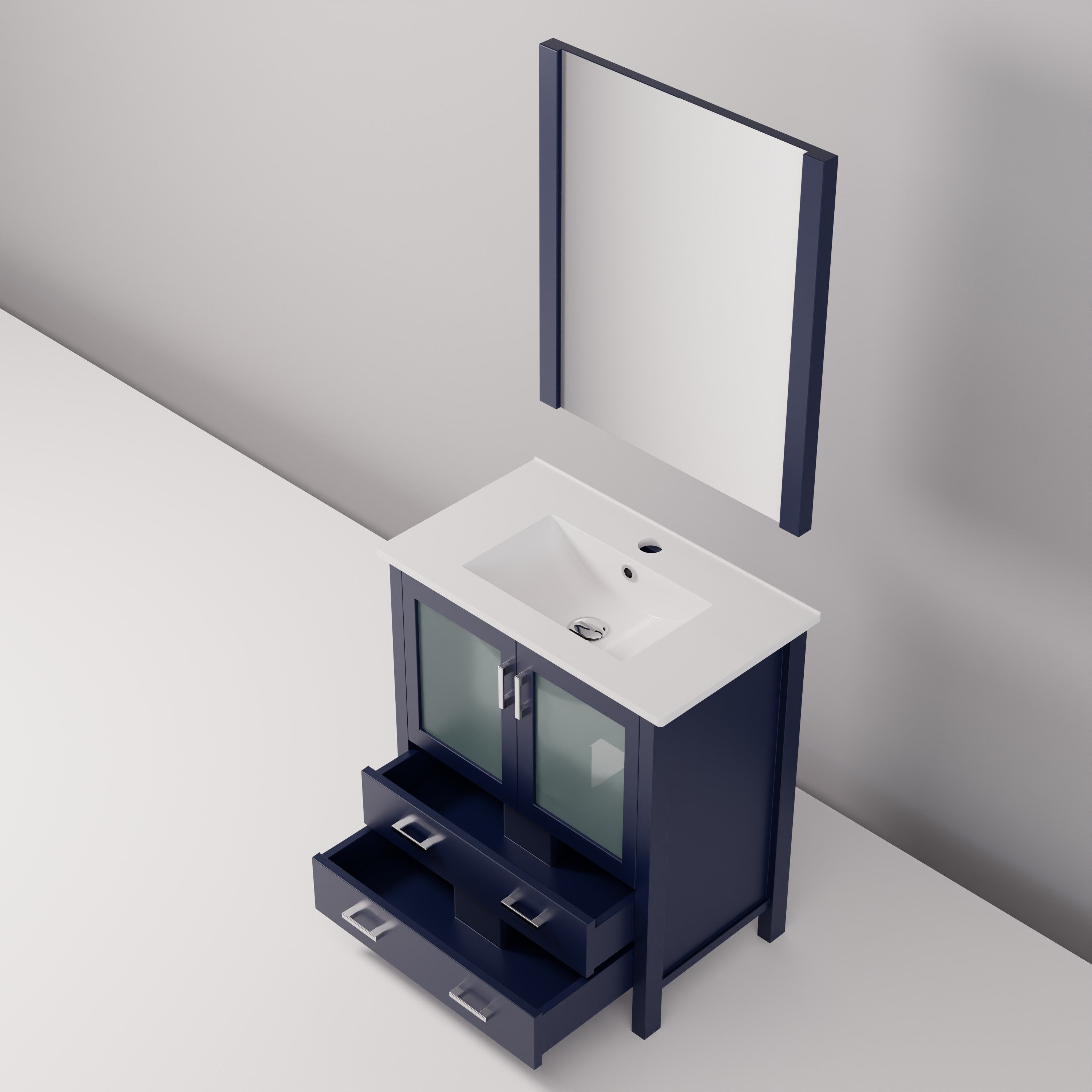 Volez 30 in W x 18.25 in D Navy Blue Bath Vanity