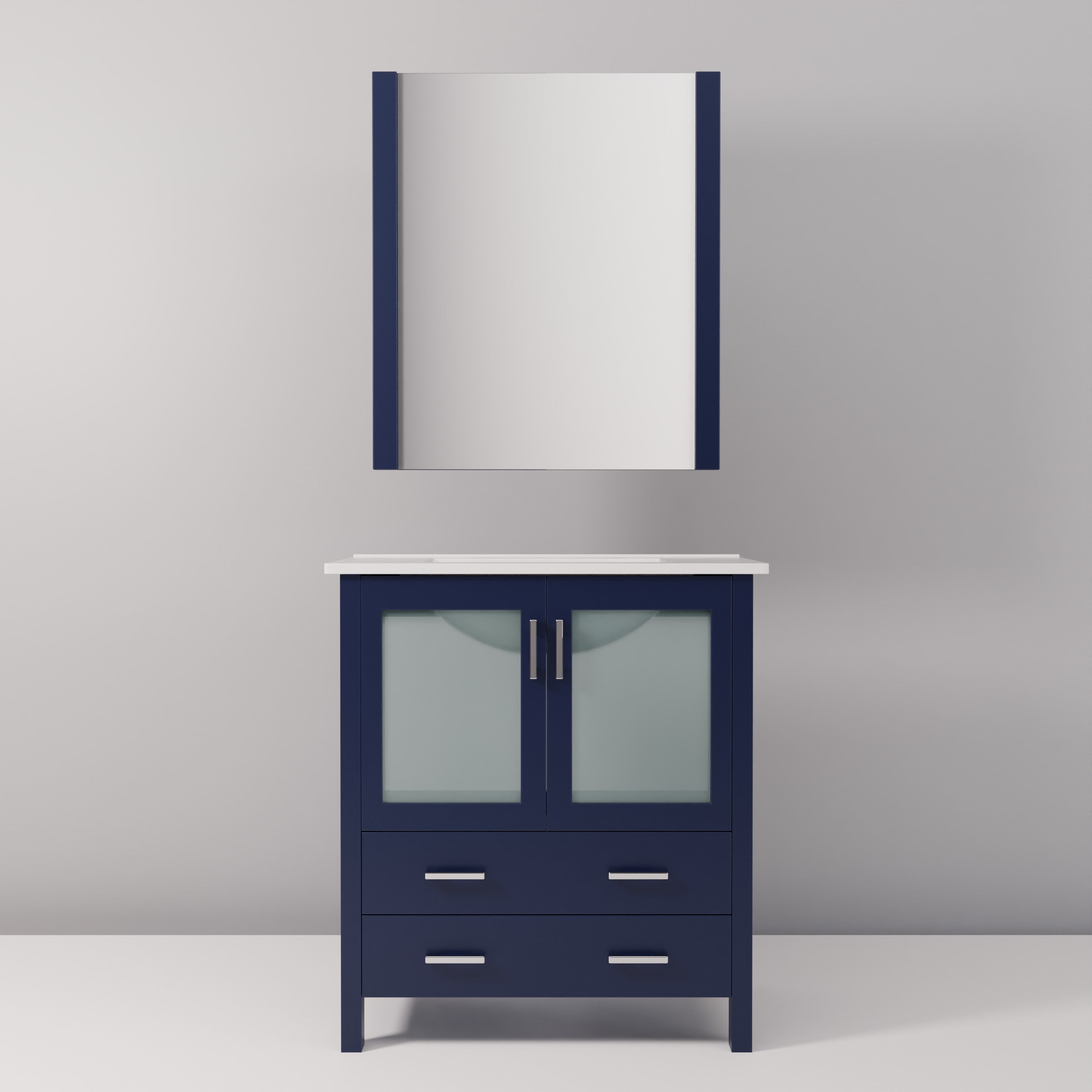 Volez 30 in W x 18.25 in D Navy Blue Bath Vanity