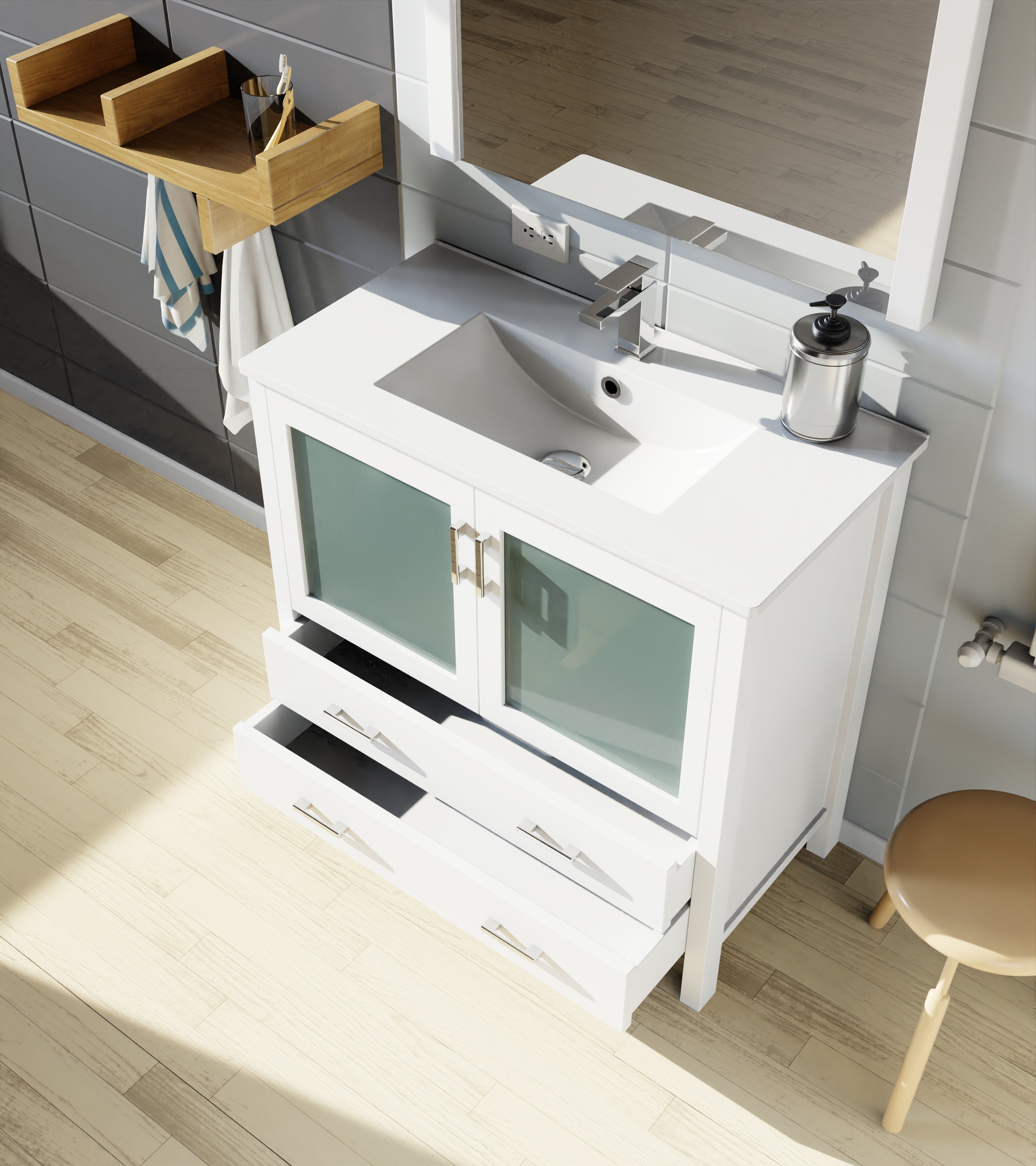 Volez 36 in W x 18.25 in D White Bath Vanity