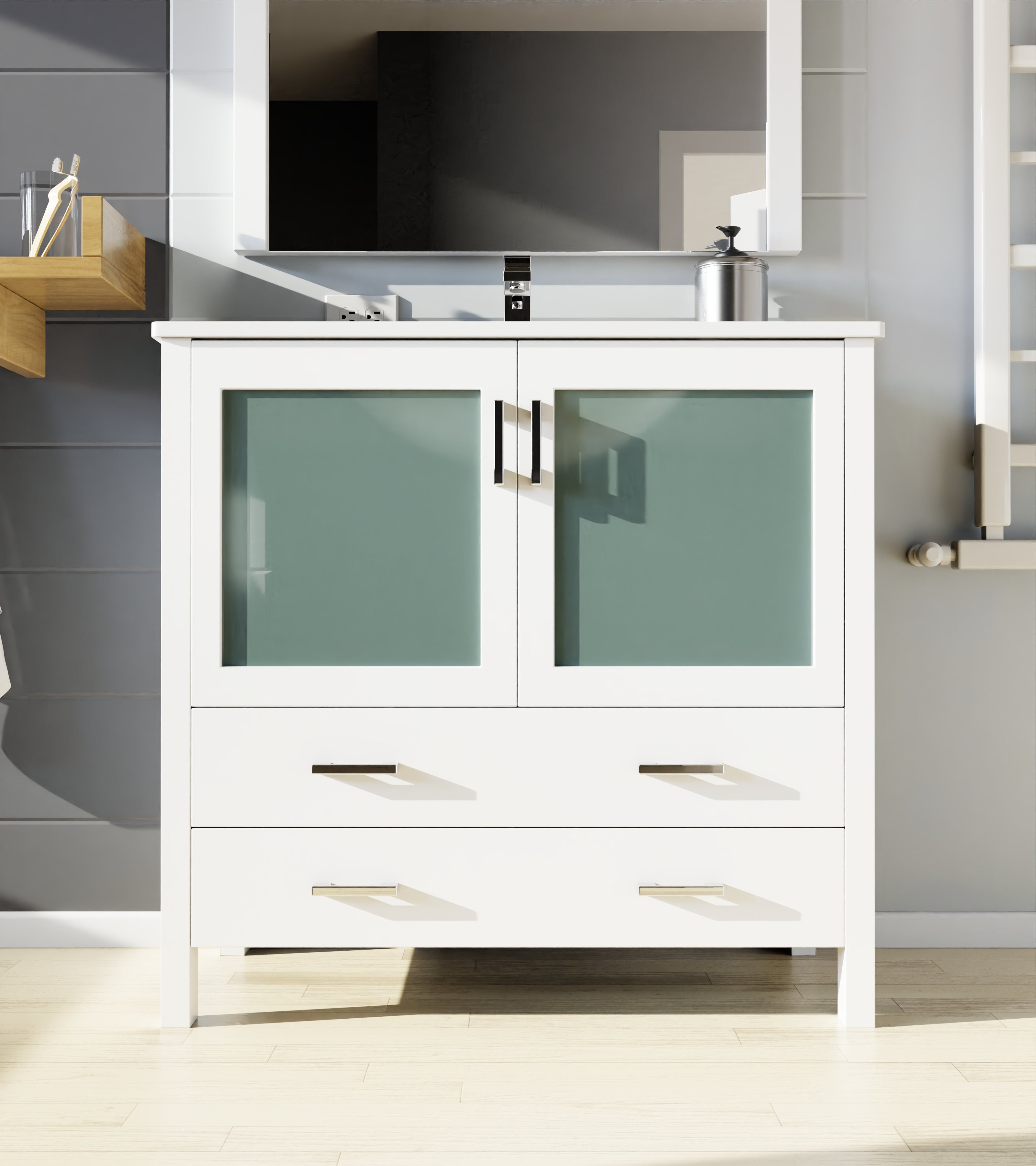 Volez 36 in W x 18.25 in D White Bath Vanity
