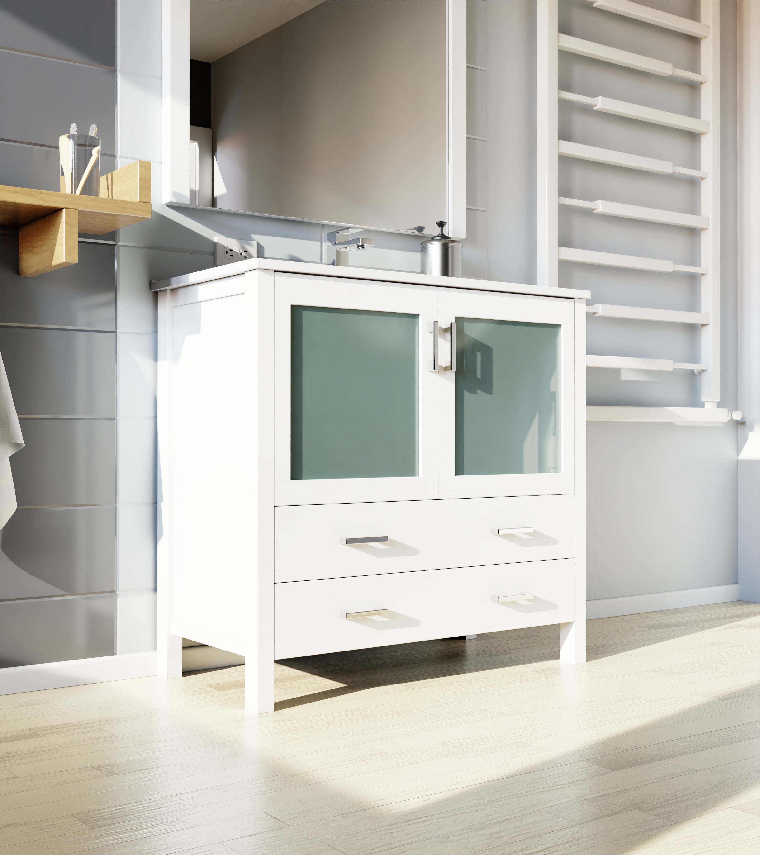 Volez 36 in W x 18.25 in D White Bath Vanity
