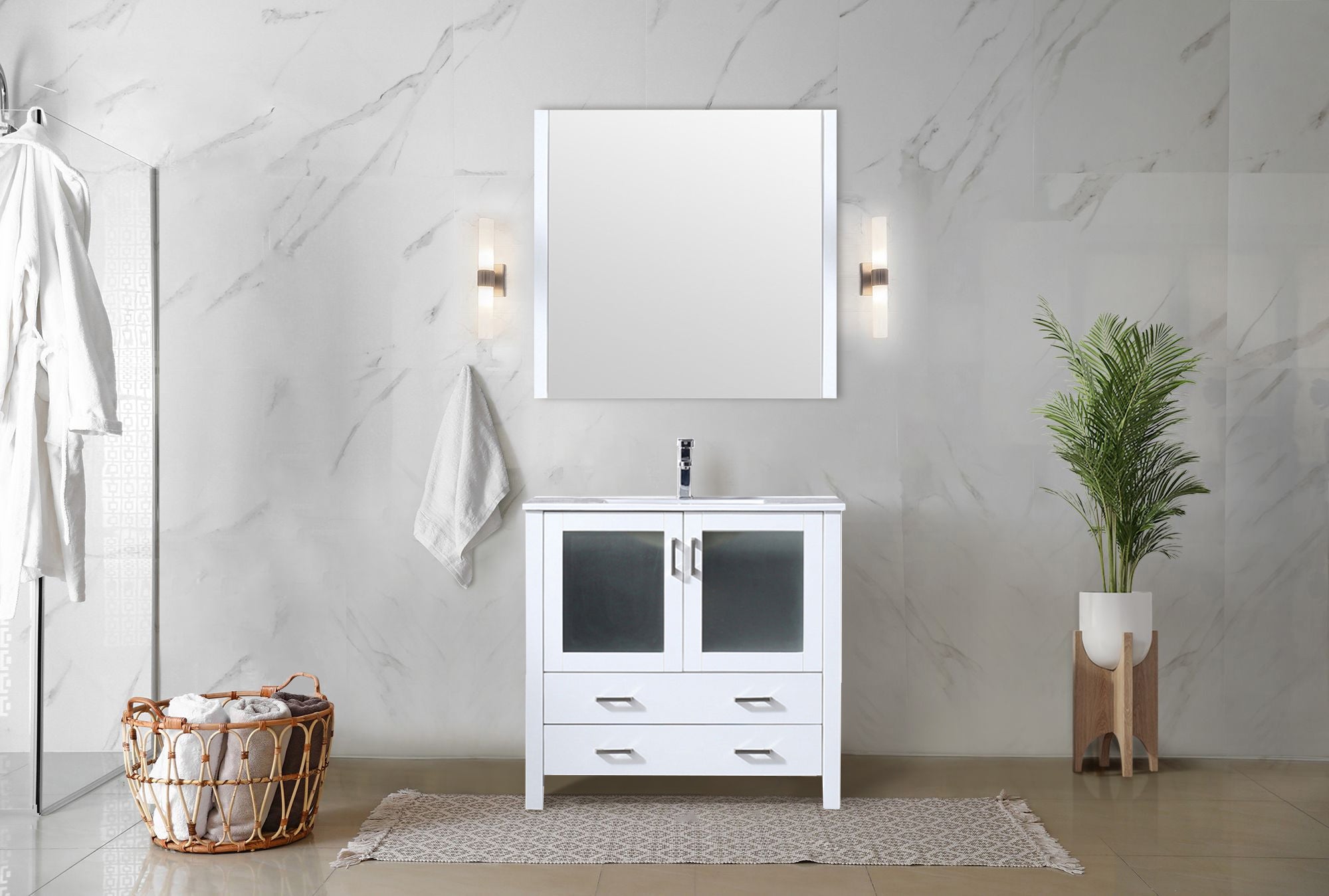 Volez 36 in W x 18.25 in D White Bath Vanity