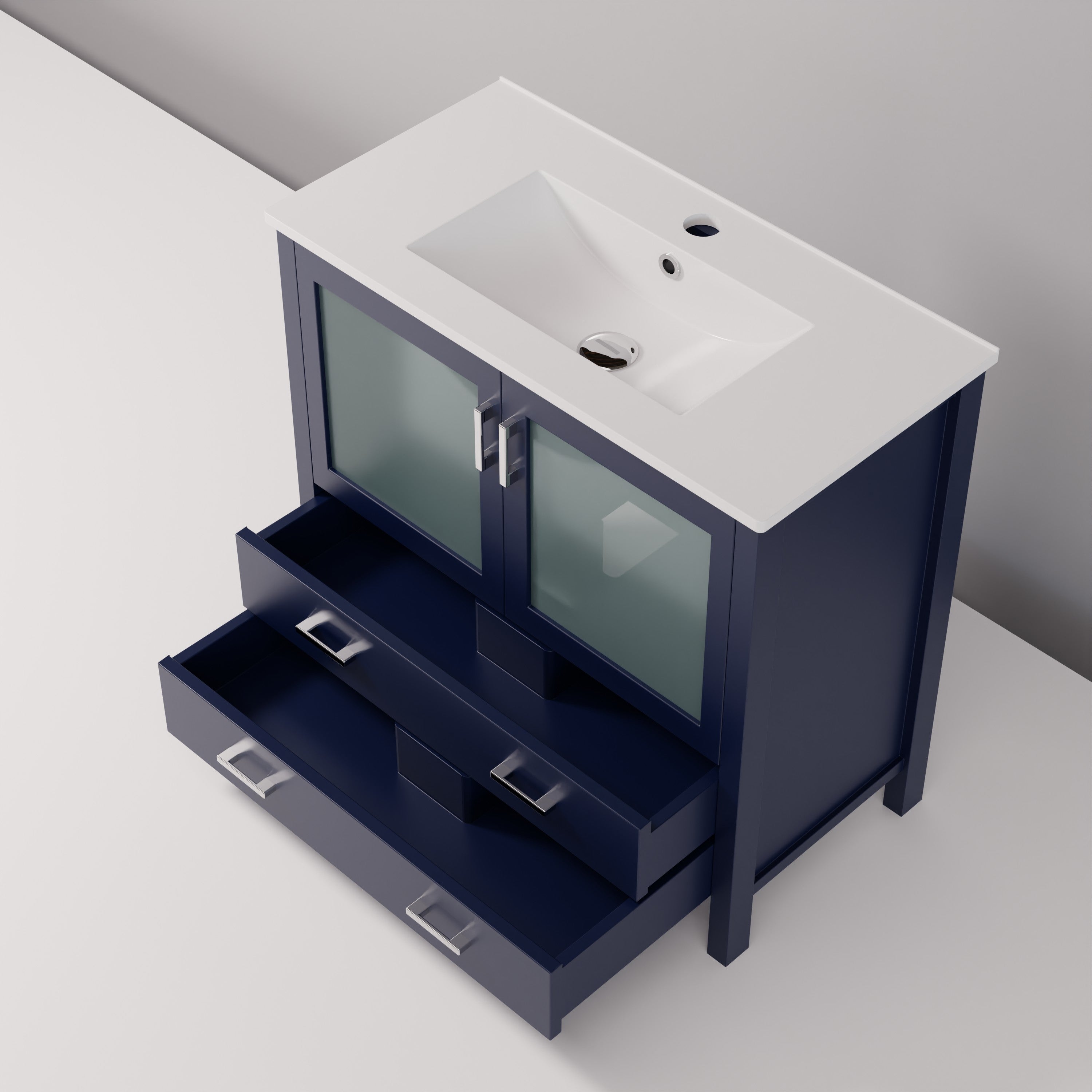 Volez 36 in W x 18.25 in D Navy Blue Bath Vanity