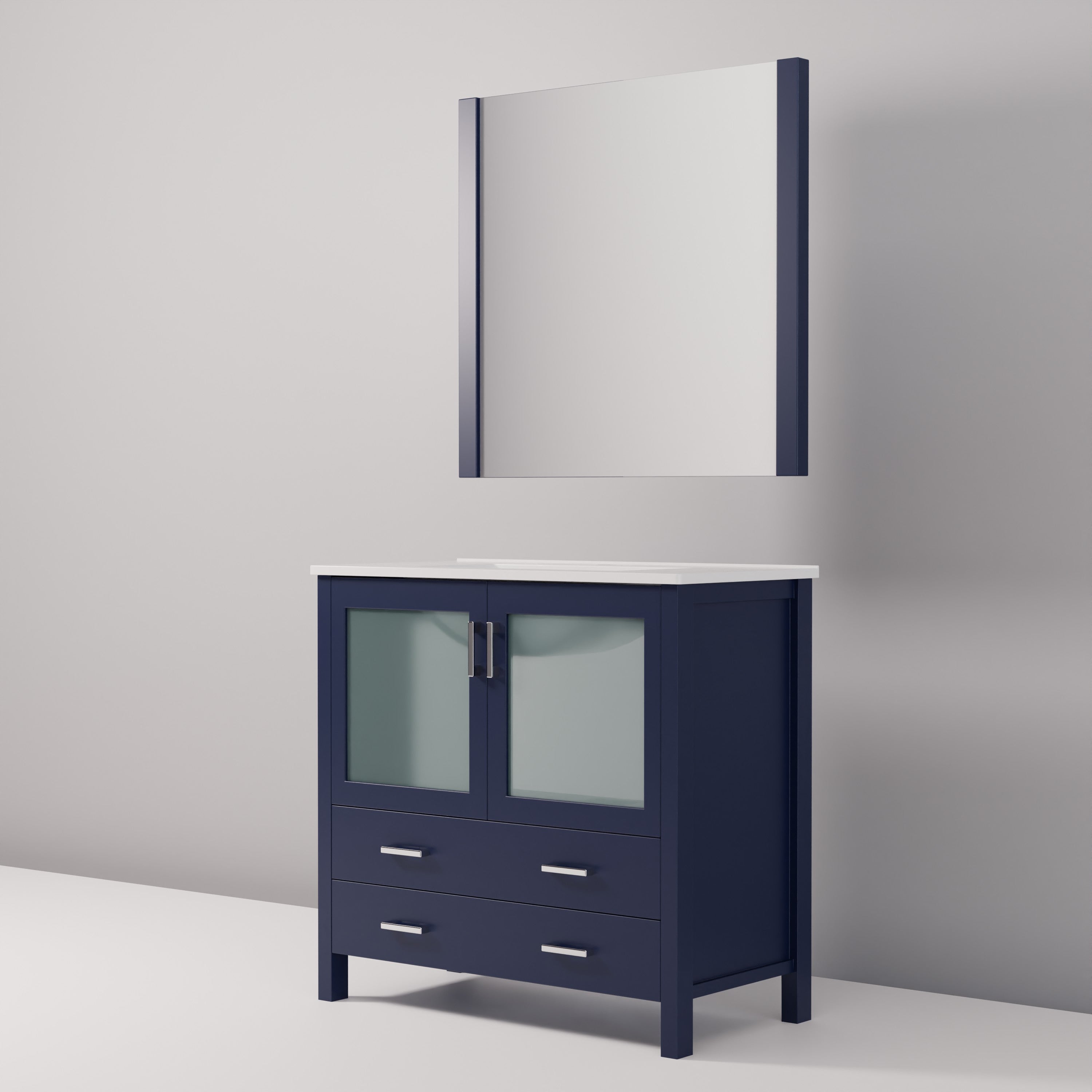 Volez 36 in W x 18.25 in D Navy Blue Bath Vanity
