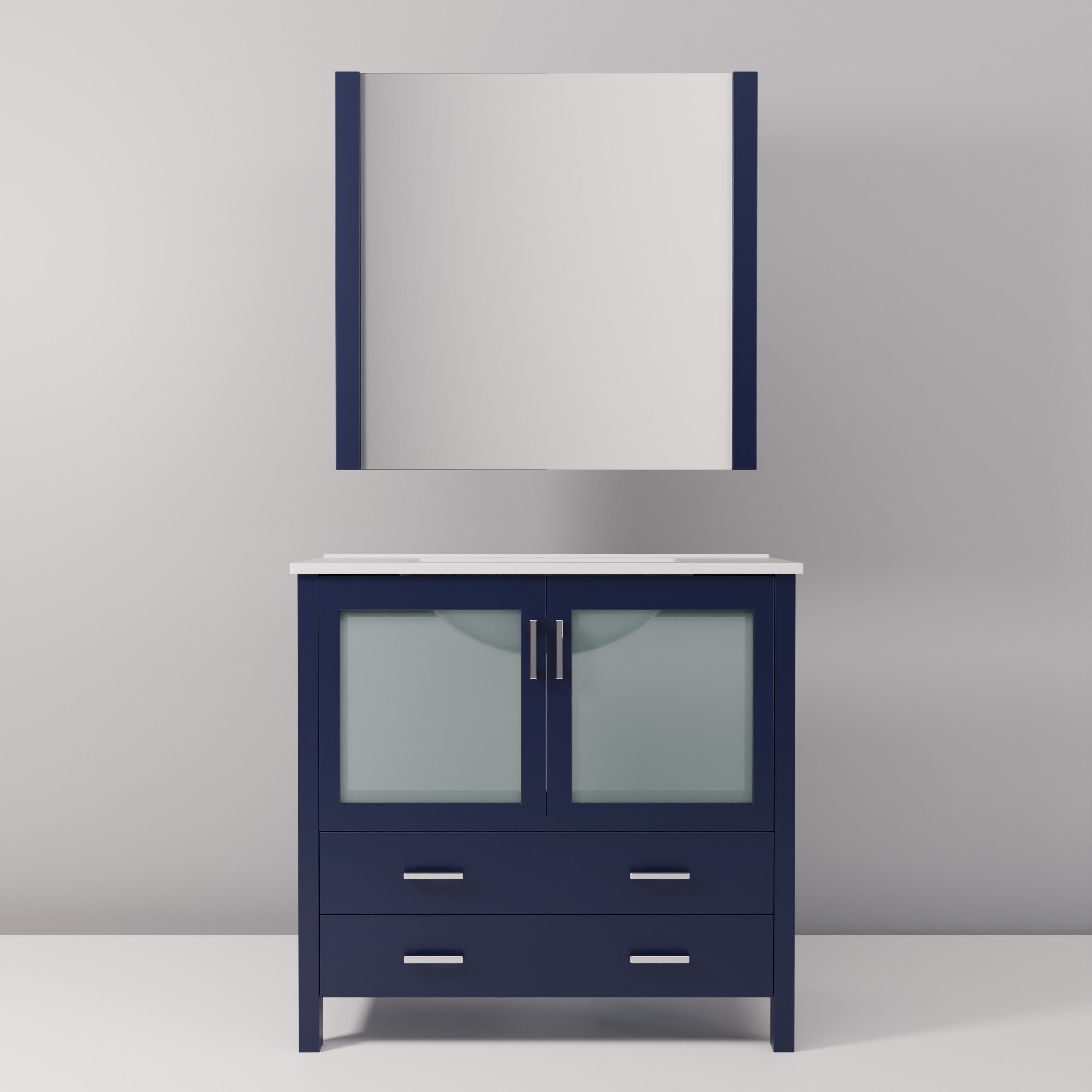 Volez 36 in W x 18.25 in D Navy Blue Bath Vanity