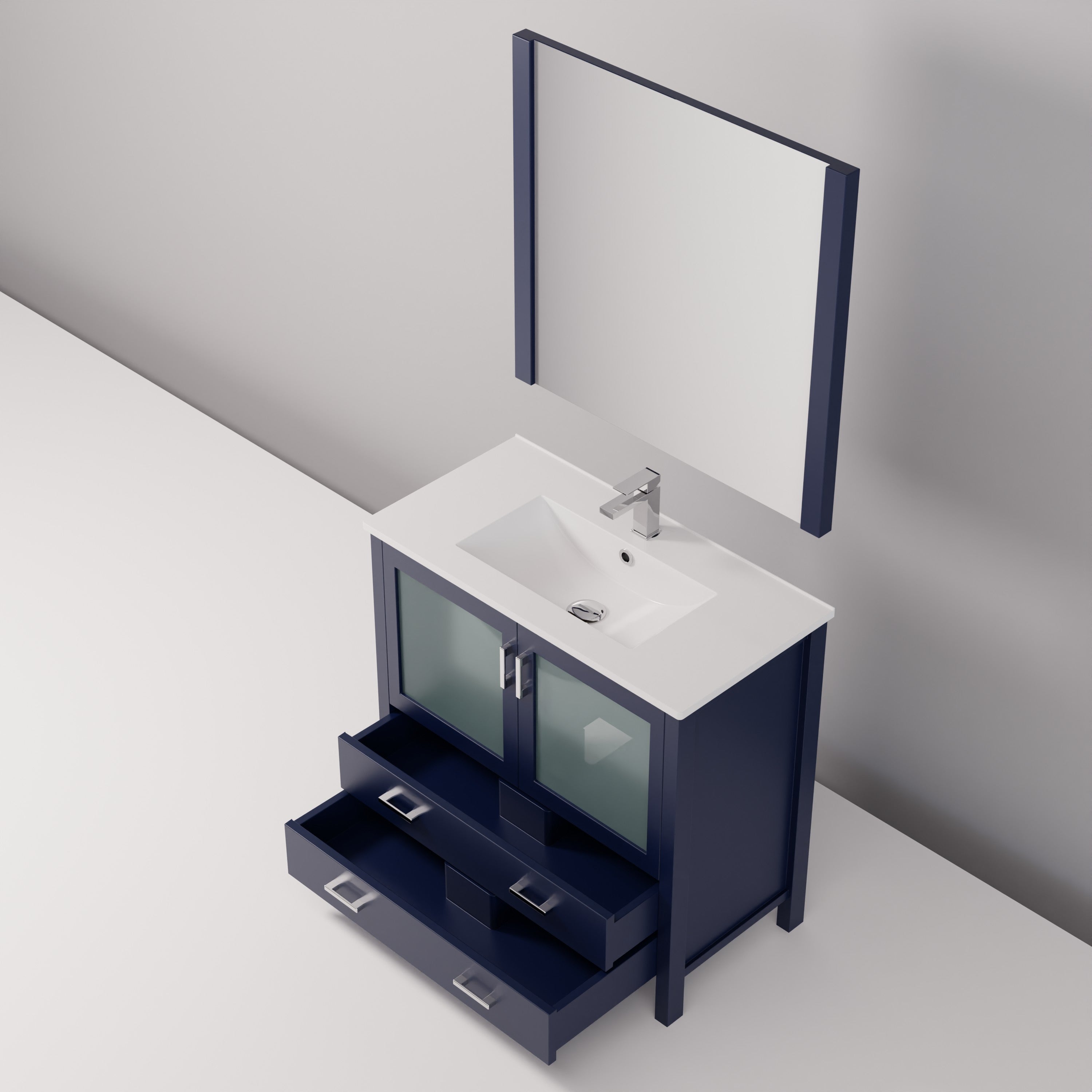 Volez 36 in W x 18.25 in D Navy Blue Bath Vanity