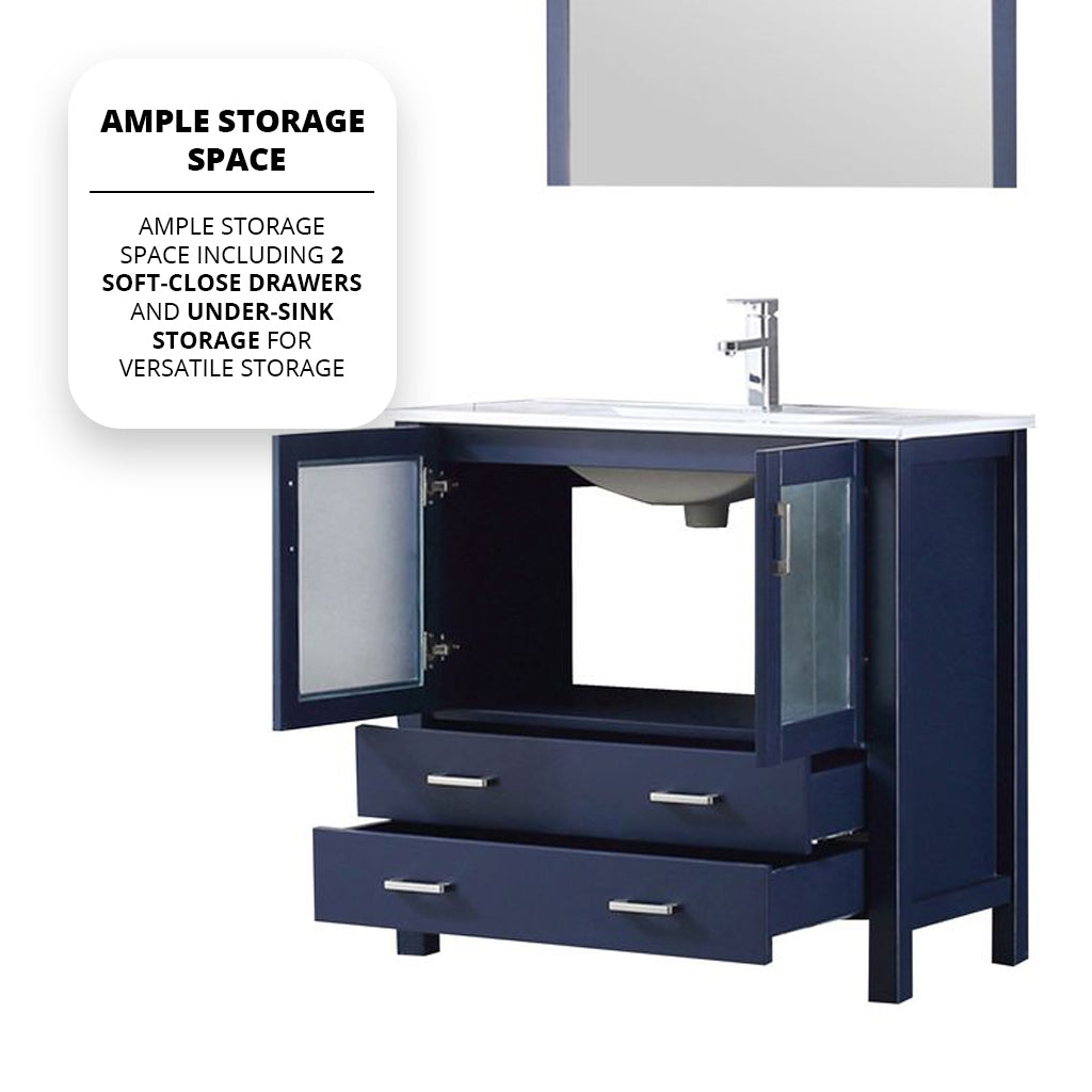 Volez 36 in W x 18.25 in D Navy Blue Bath Vanity