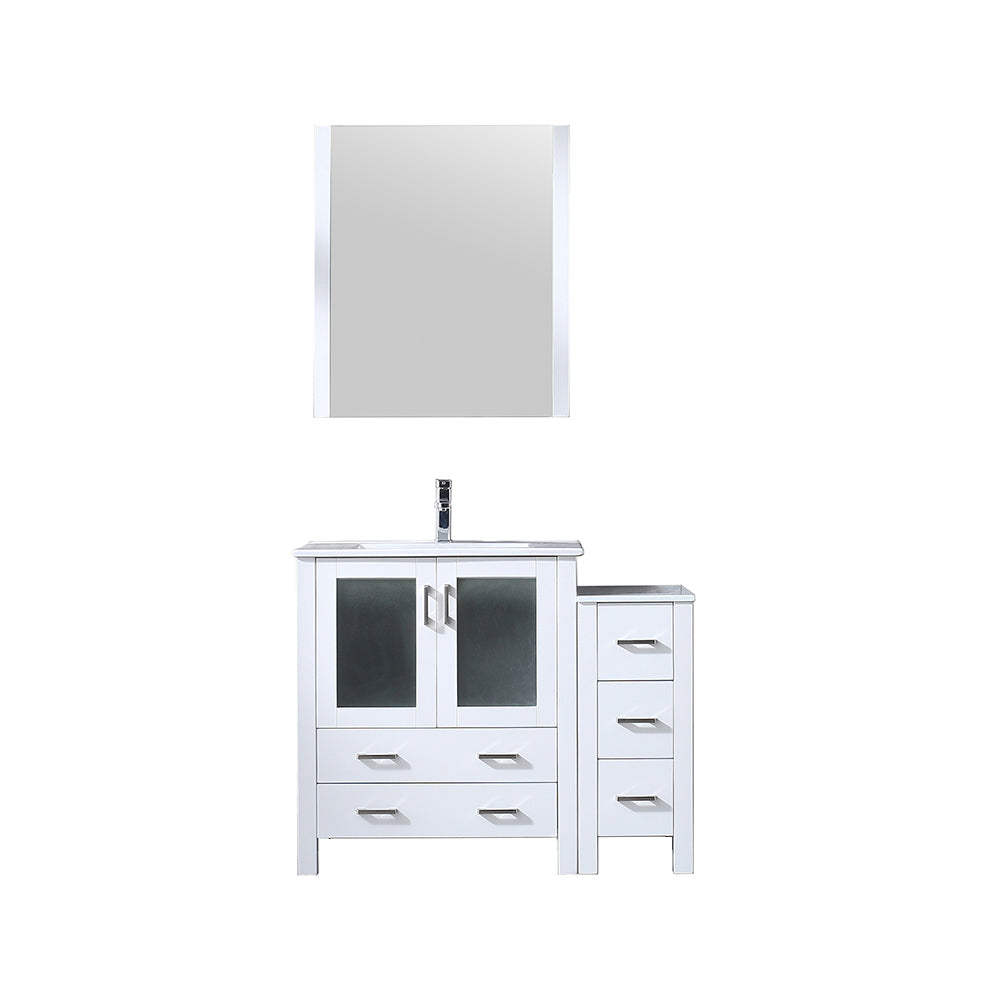 Volez 42 in W x 18.25 in D White Bath Vanity with Side Cabinet