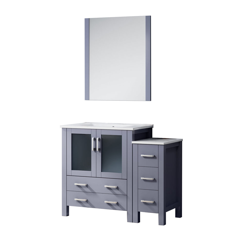 Volez 42 in W x 18.25 in D Dark Grey Bath Vanity with Side Cabinet