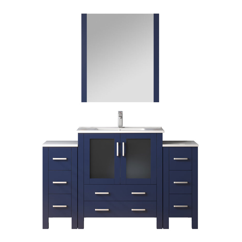 Volez 54 in W x 18.25 in D Navy Blue Bath Vanity with Side Cabinets