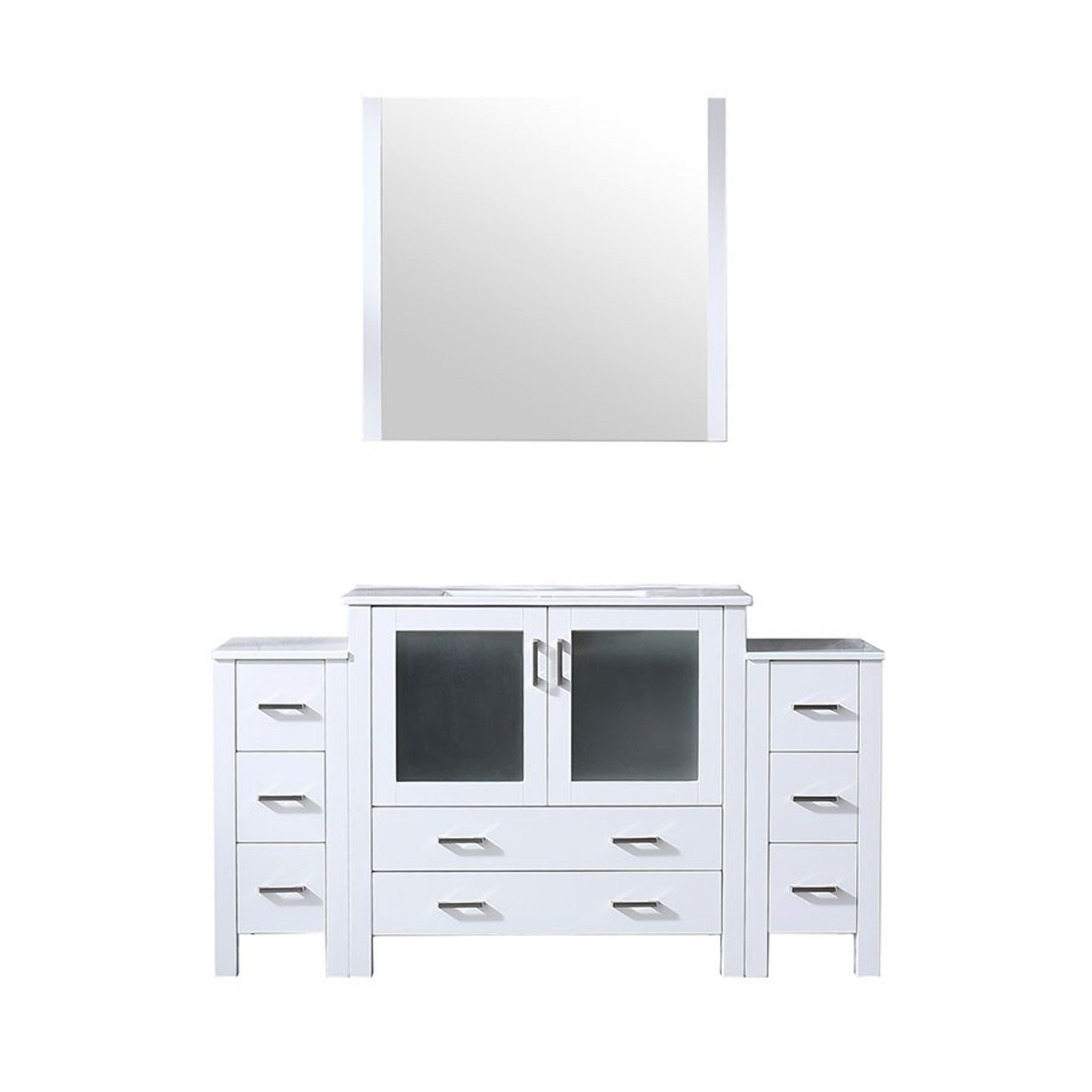 Volez 60 in W x 18.25 in D White Bath Vanity with Side Cabinets
