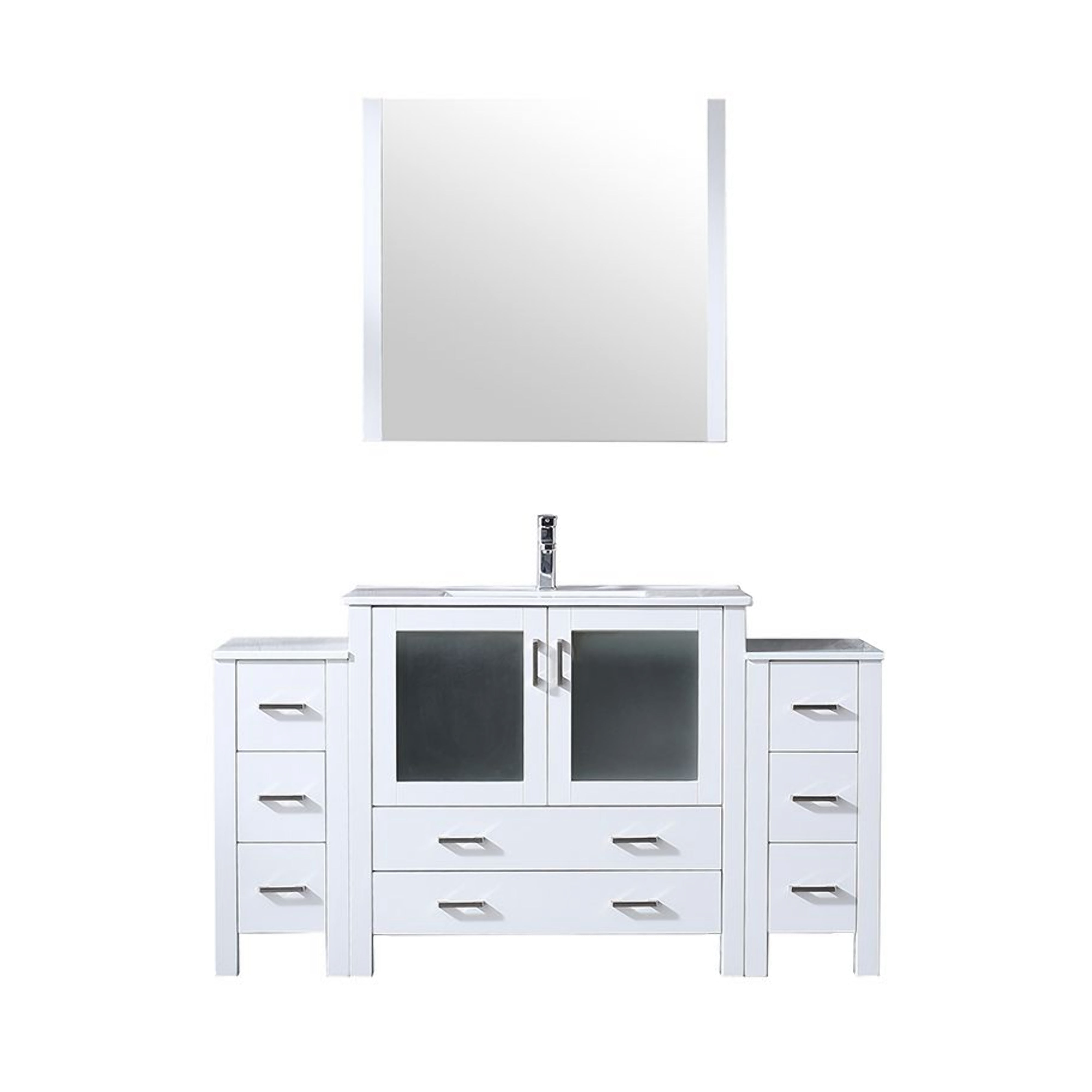 Volez 60 in W x 18.25 in D White Bath Vanity with Side Cabinets