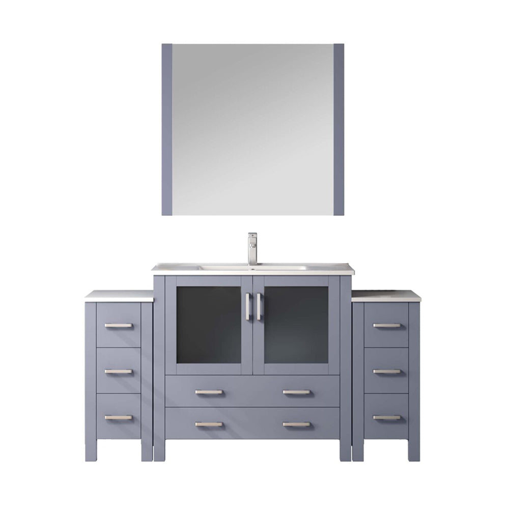 Volez 60 in W x 18.25 in D Dark Grey Bath Vanity with Side Cabinets