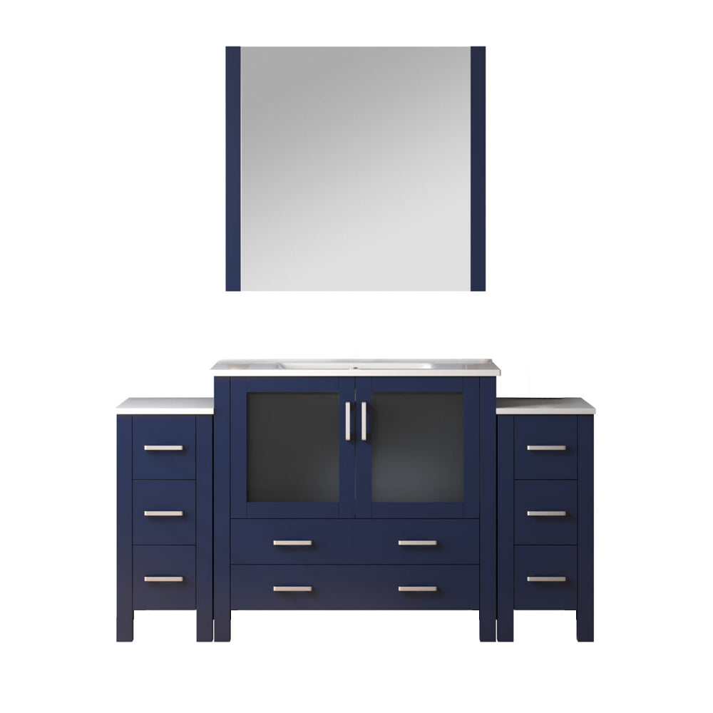 Volez 60 in W x 18.25 in D Navy Blue Bath Vanity with Side Cabinets