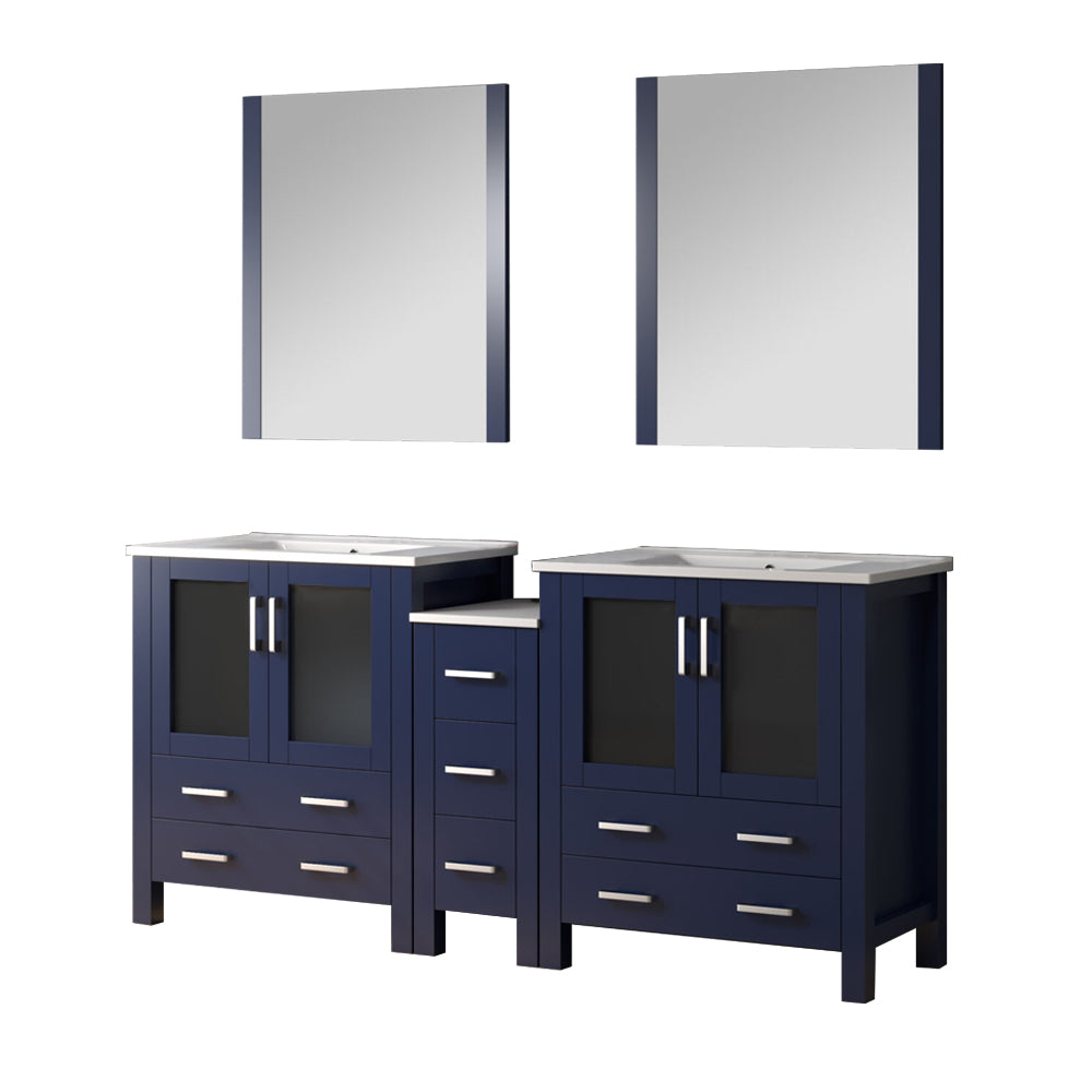 Volez 72 in W x 18.25 in D Navy Blue Double Bath Vanity with Side Cabinet