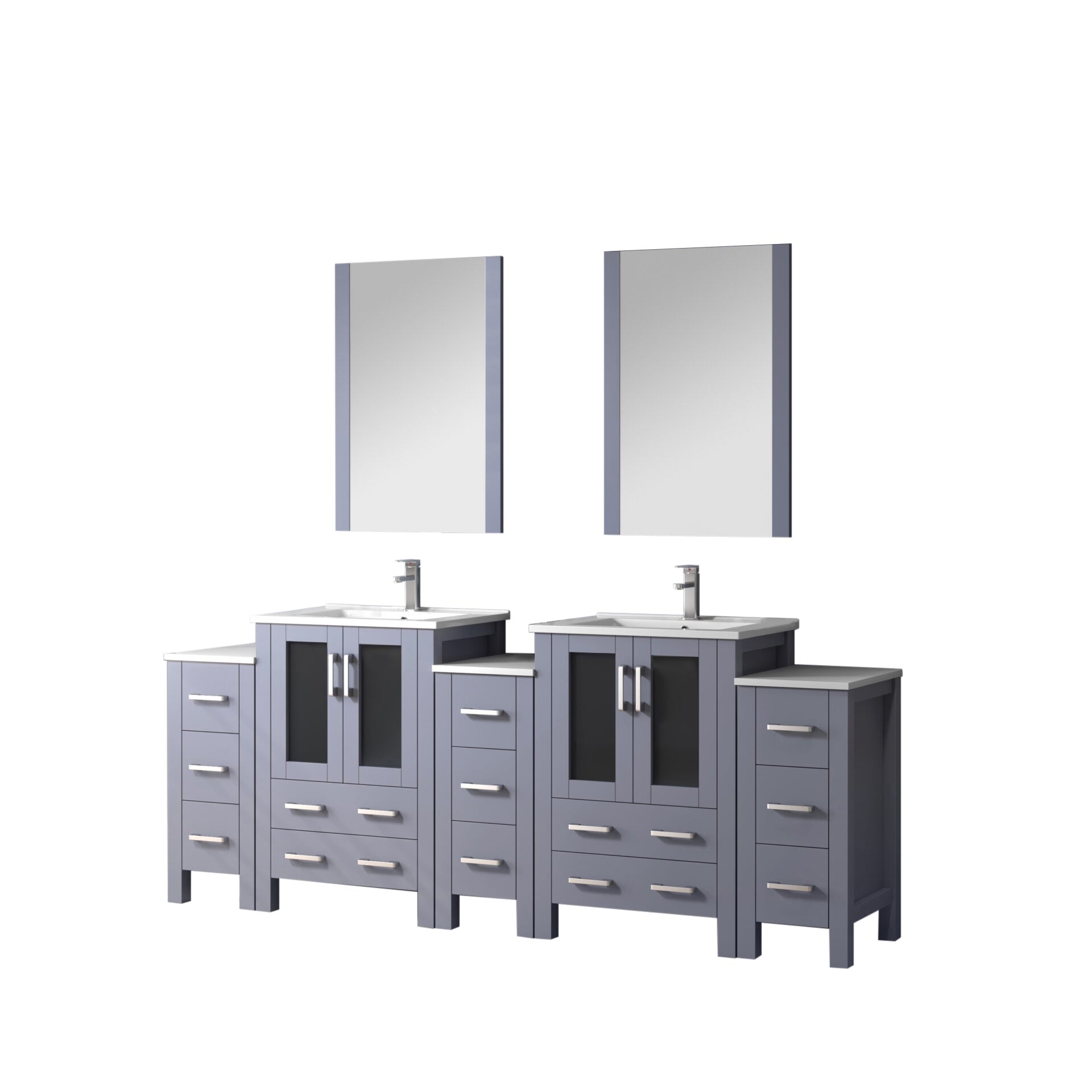 Volez 84 in W Dark Grey Double Bath Vanity with Side Cabinet