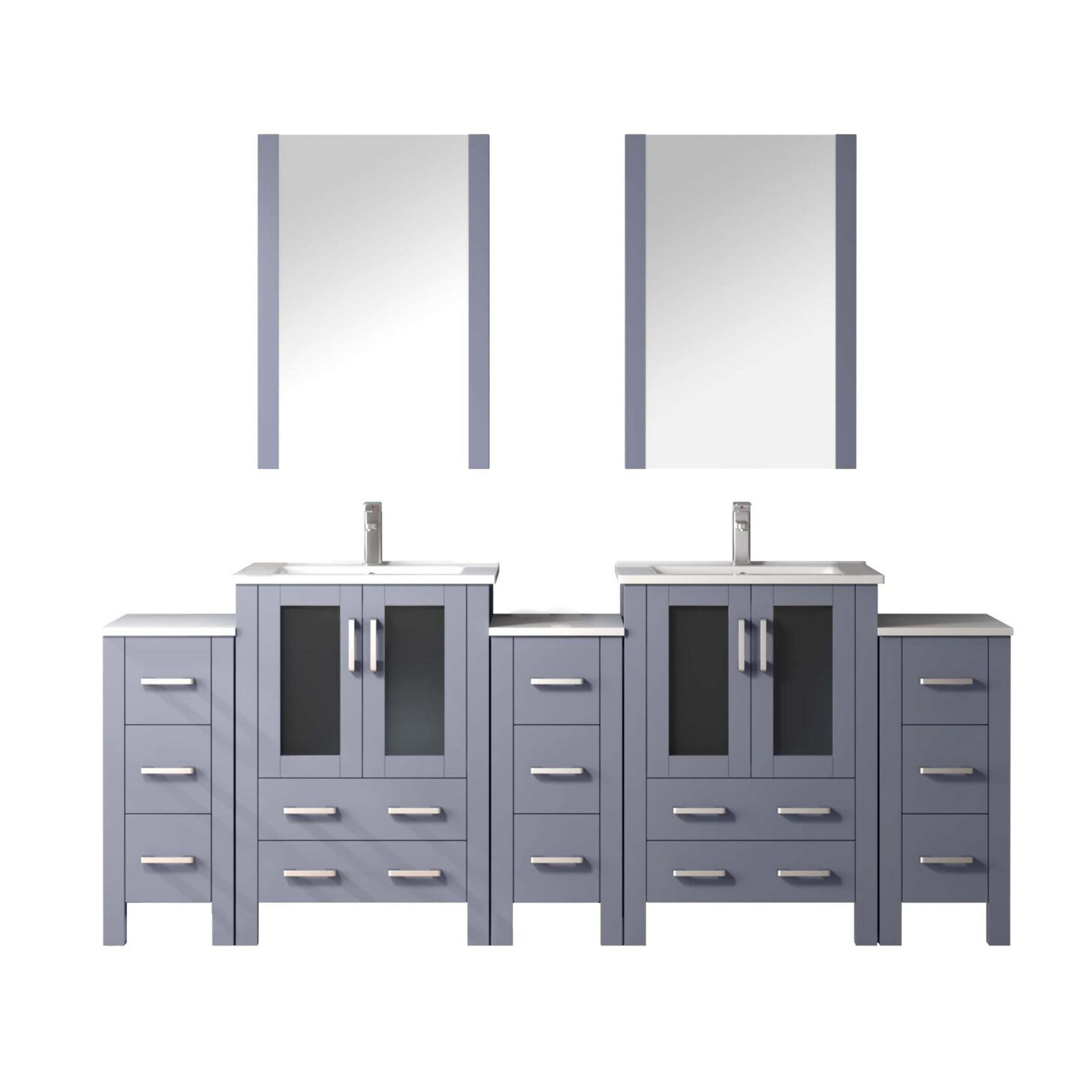 Volez 84 in W Dark Grey Double Bath Vanity with Side Cabinet