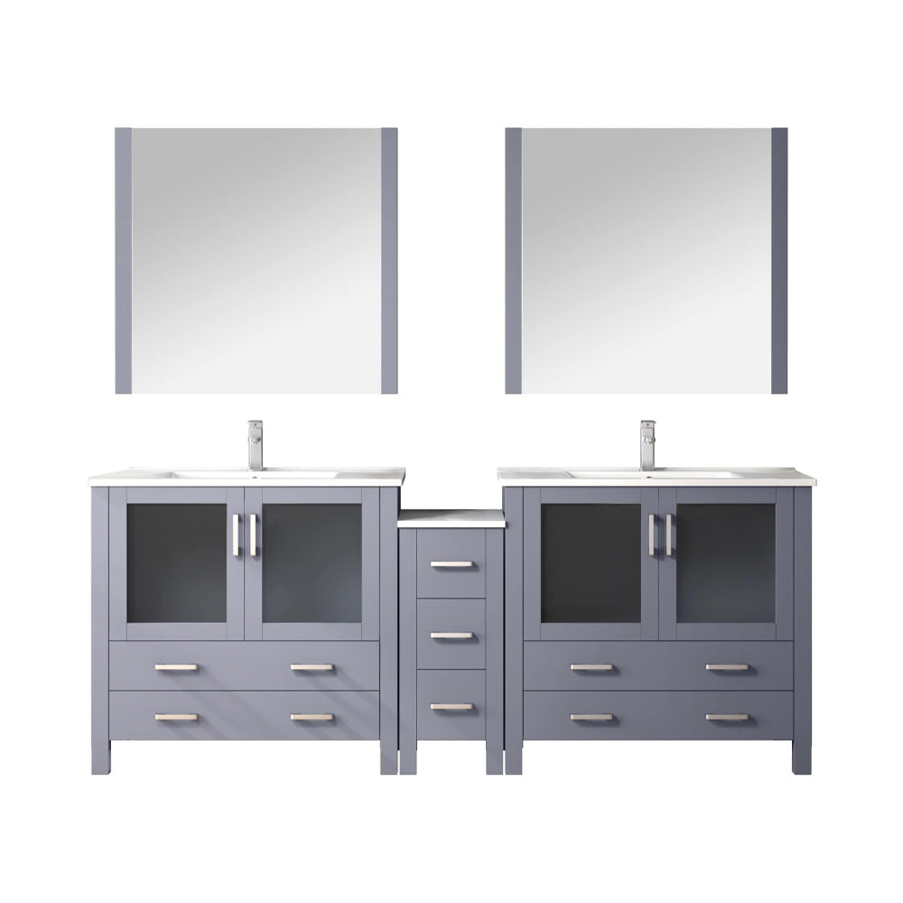 Volez 84 in W Dark Grey Double Bath Vanity with Side Cabinet