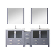 Volez 84 in W Dark Grey Double Bath Vanity with Side Cabinet