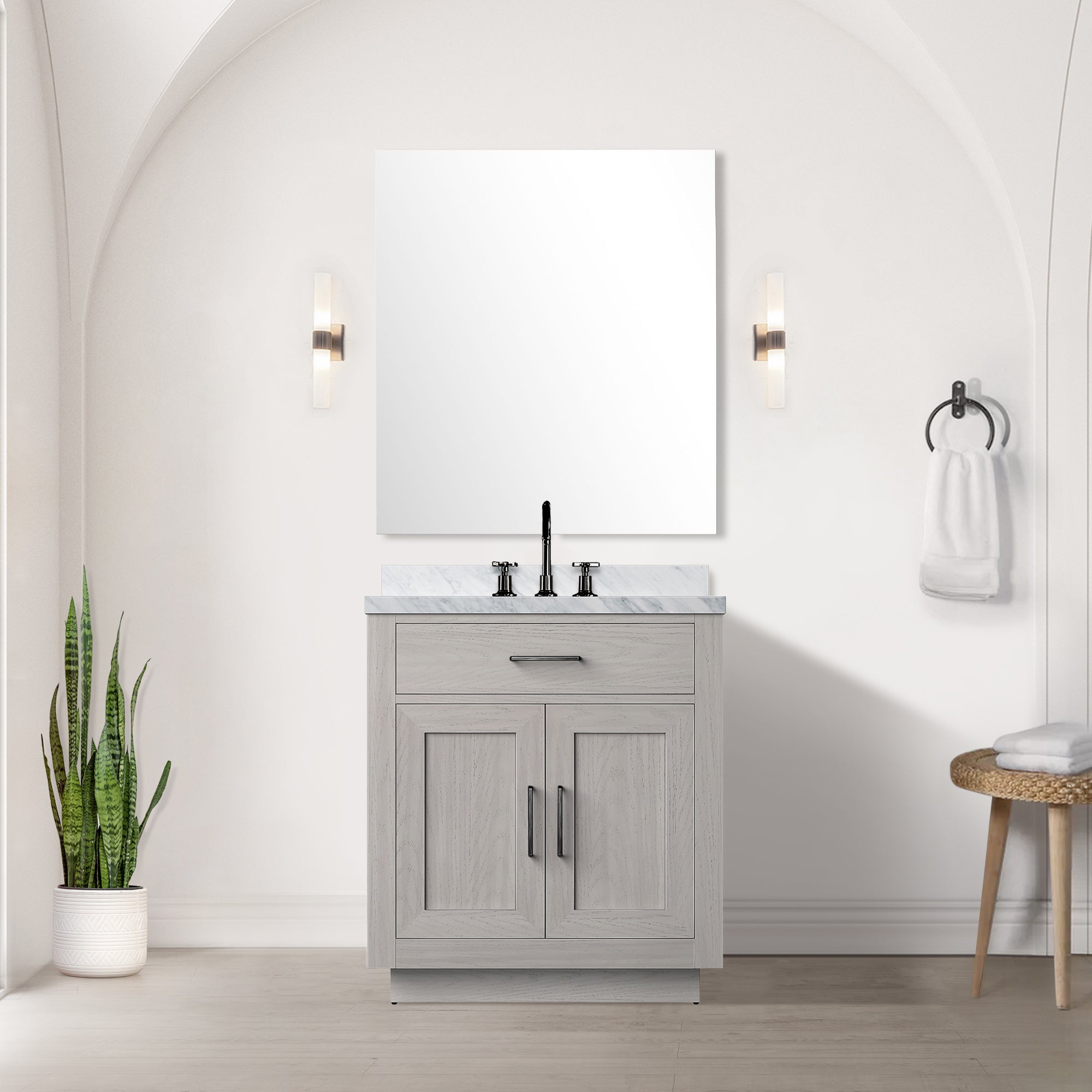 Abbey 30 in W x 22 in D White Oak Single Bath Vanity