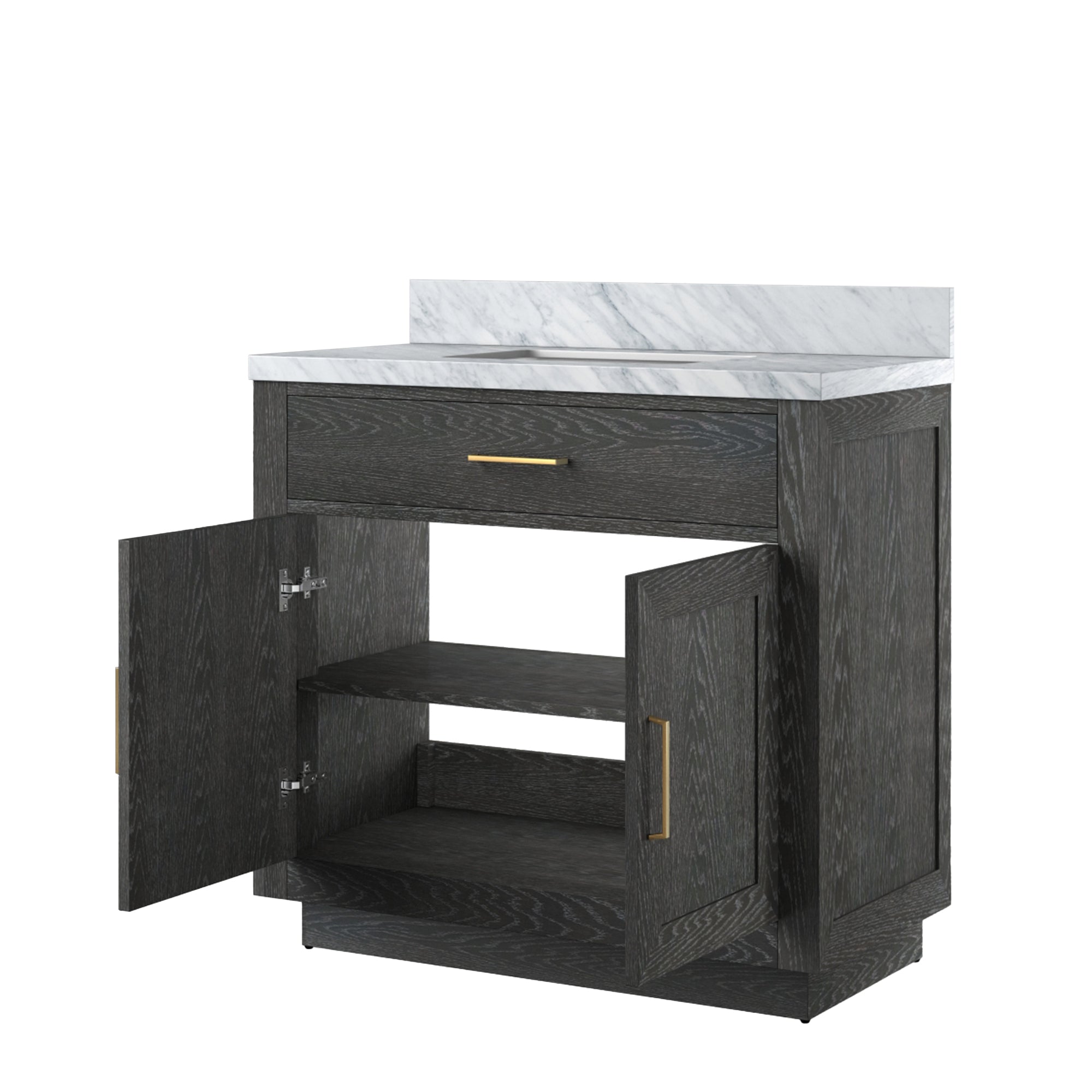 Abbey 36 in W x 22 in D Black Oak Single Bath Vanity