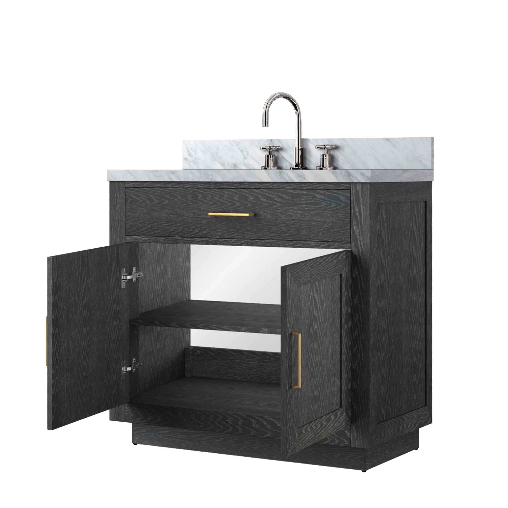 Abbey 36 in W x 22 in D Black Oak Single Bath Vanity