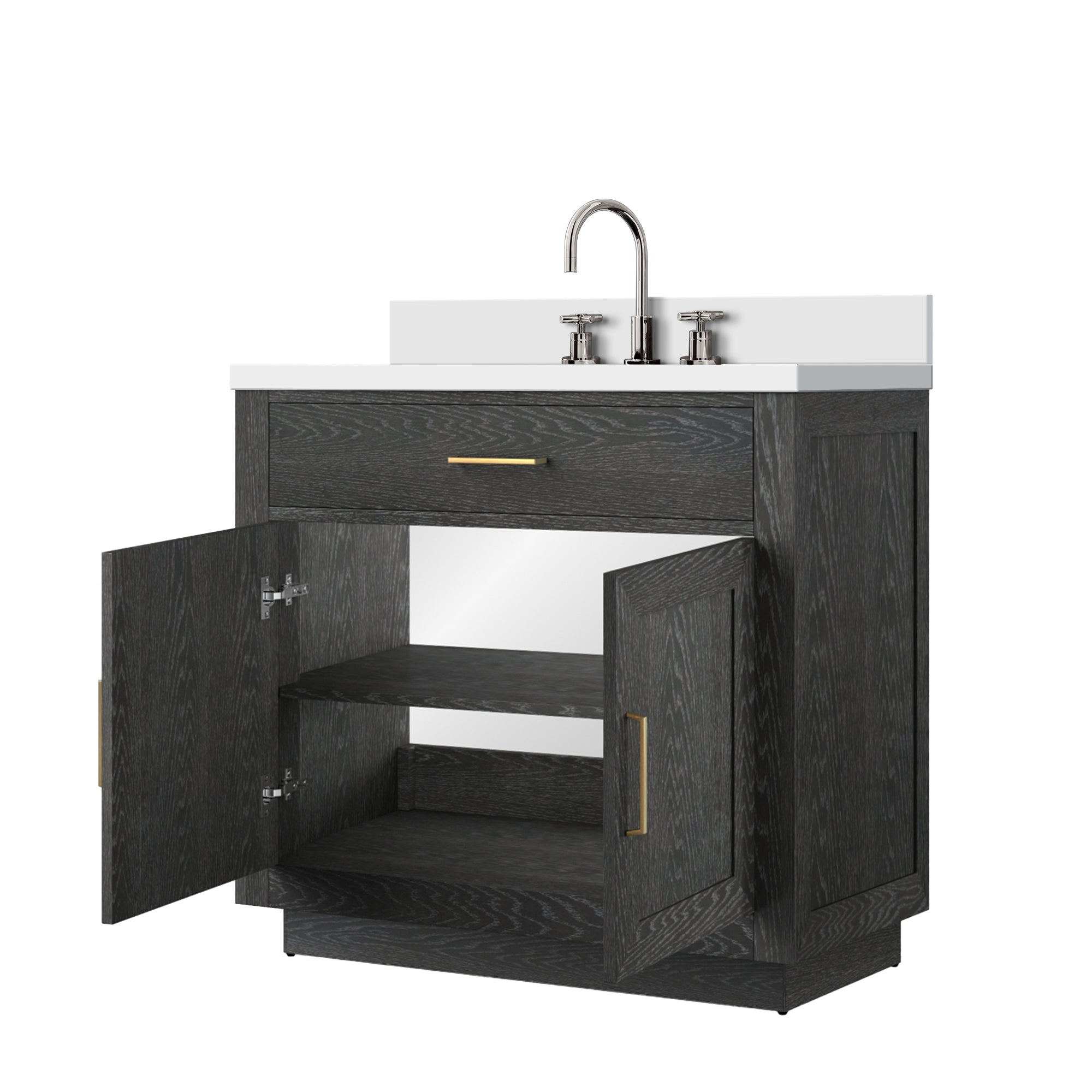Abbey 36 in W x 22 in D Black Oak Single Bath Vanity