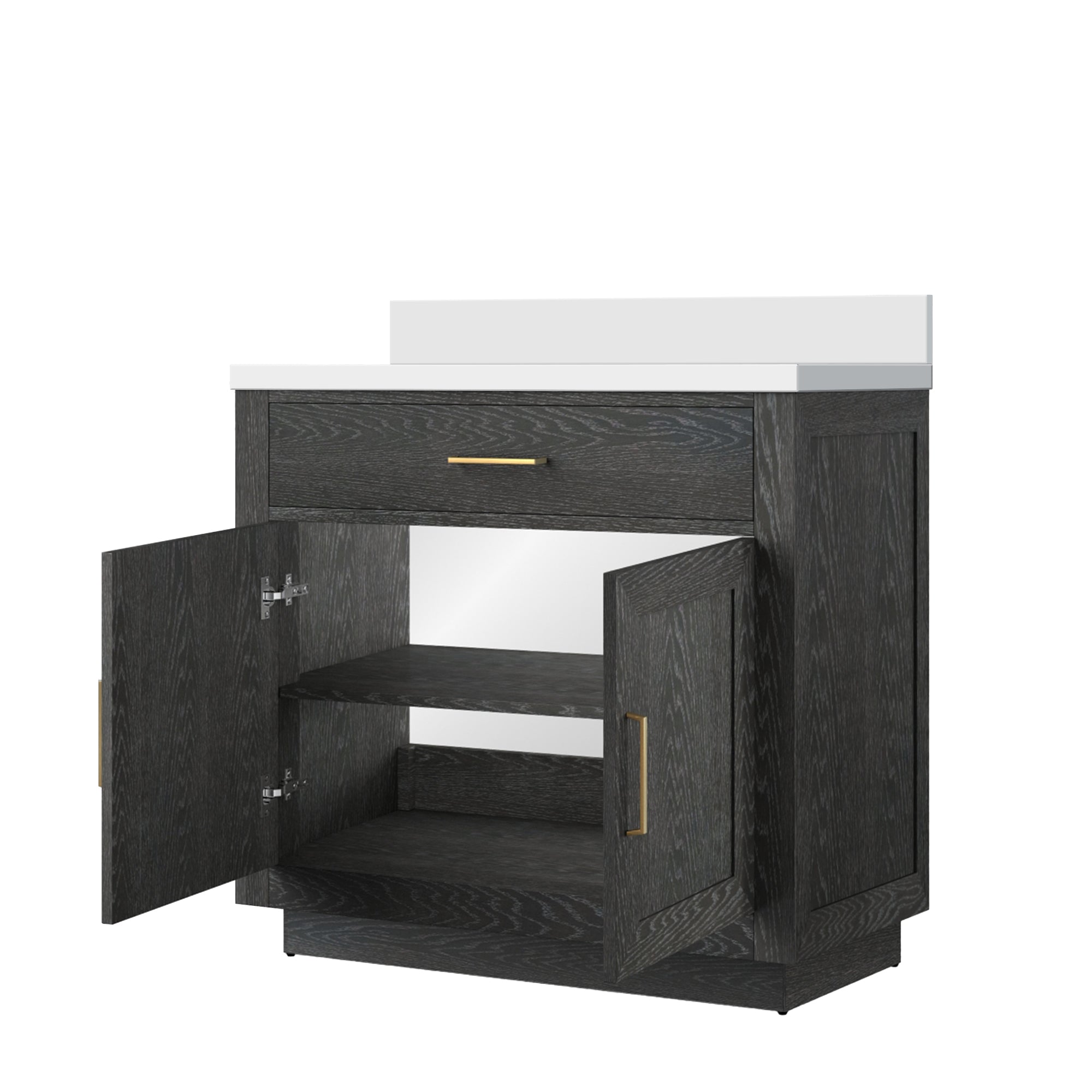 Abbey 36 in W x 22 in D Black Oak Single Bath Vanity