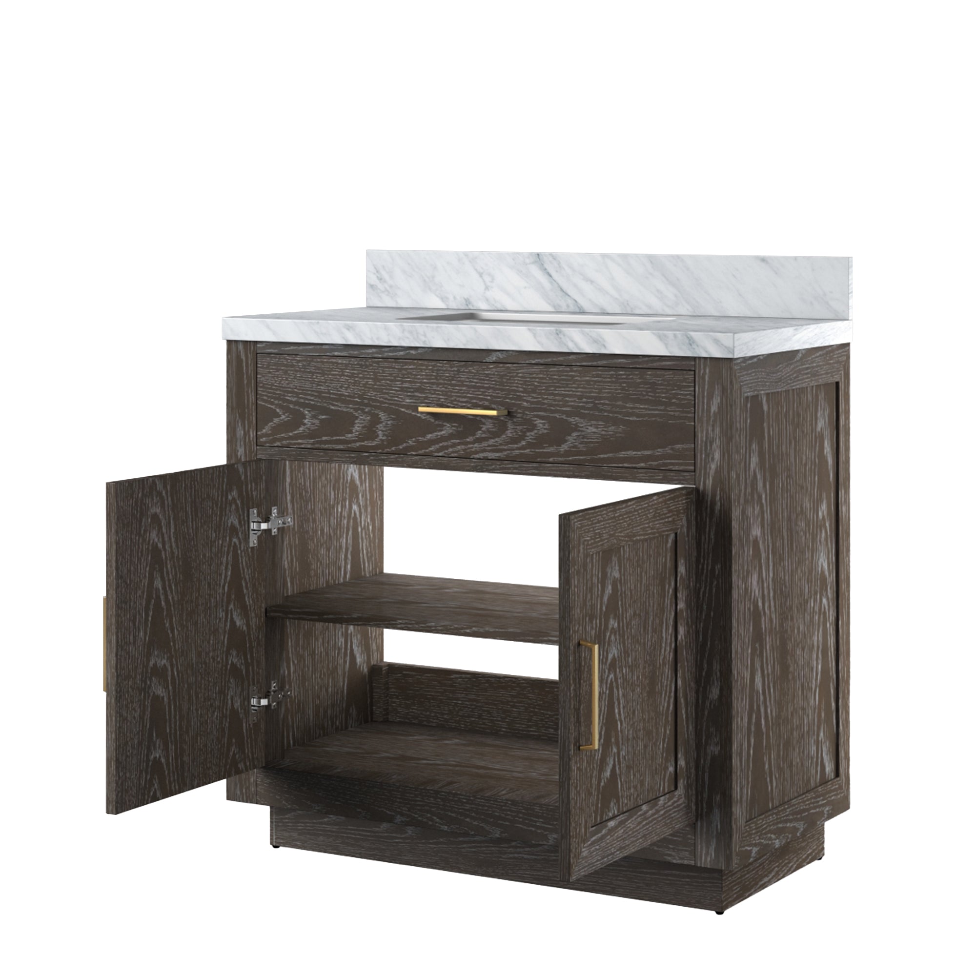 Abbey 36 in W x 22 in D Brown Oak Single Bath Vanity