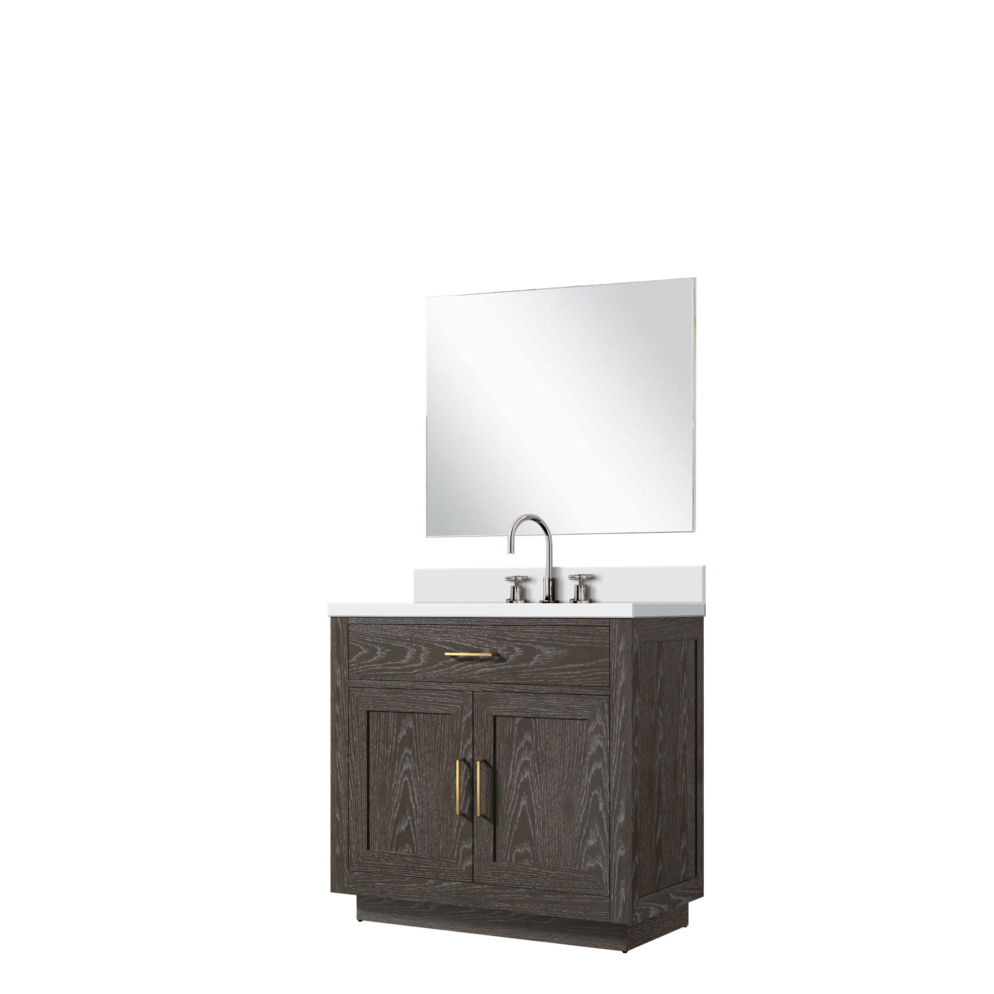 Abbey 36 in W x 22 in D Brown Oak Single Bath Vanity