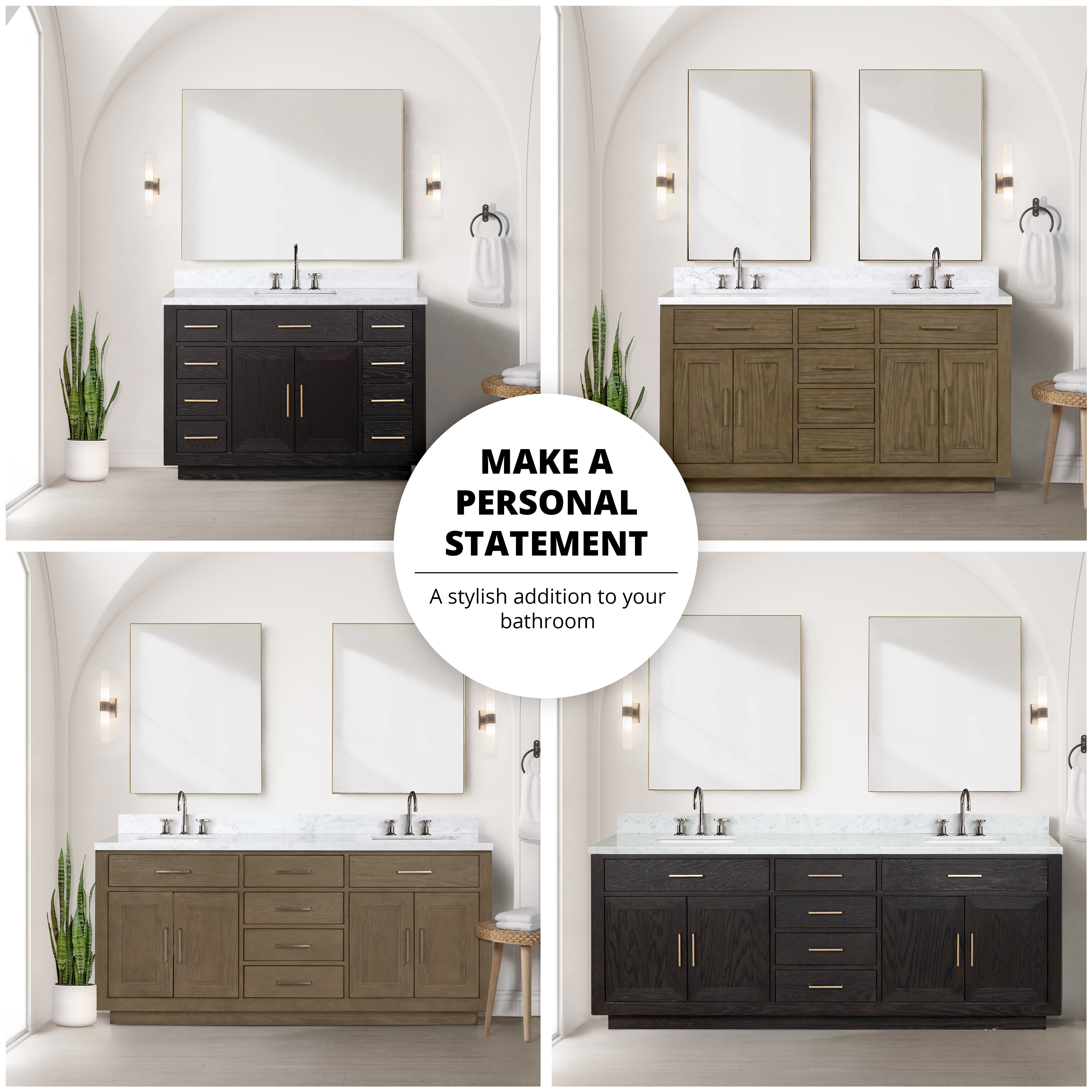Abbey 48 in W x 22 in D Grey Oak Single Bath Vanity
