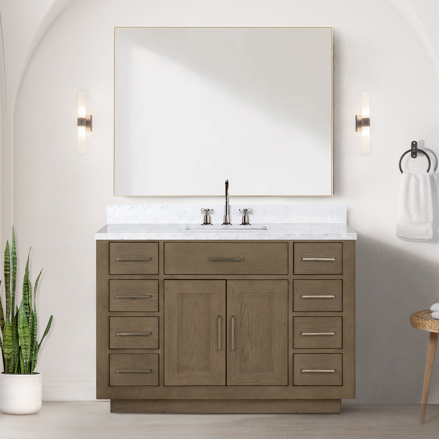 Abbey 48 in W x 22 in D Grey Oak Single Bath Vanity