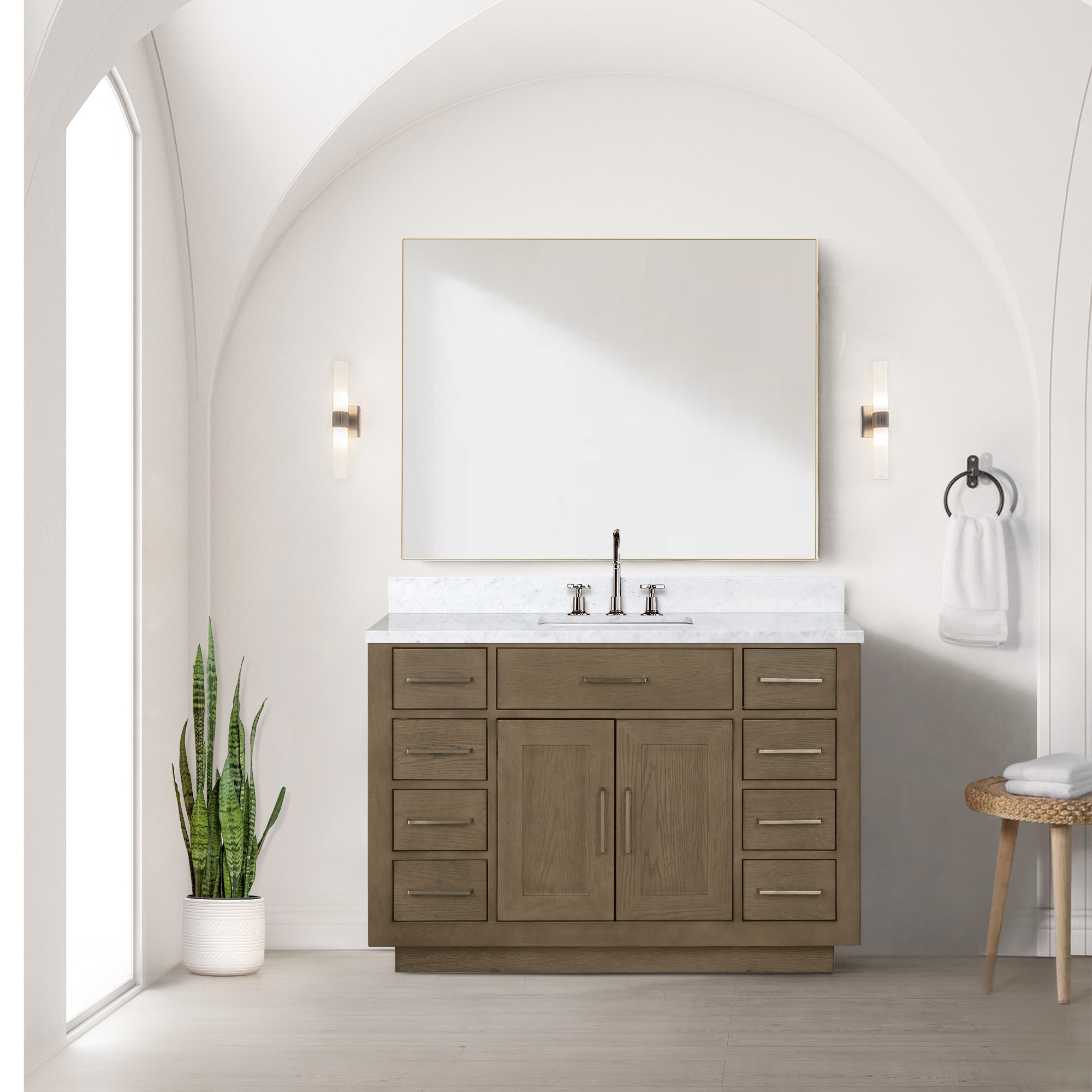 Abbey 48 in W x 22 in D Grey Oak Single Bath Vanity