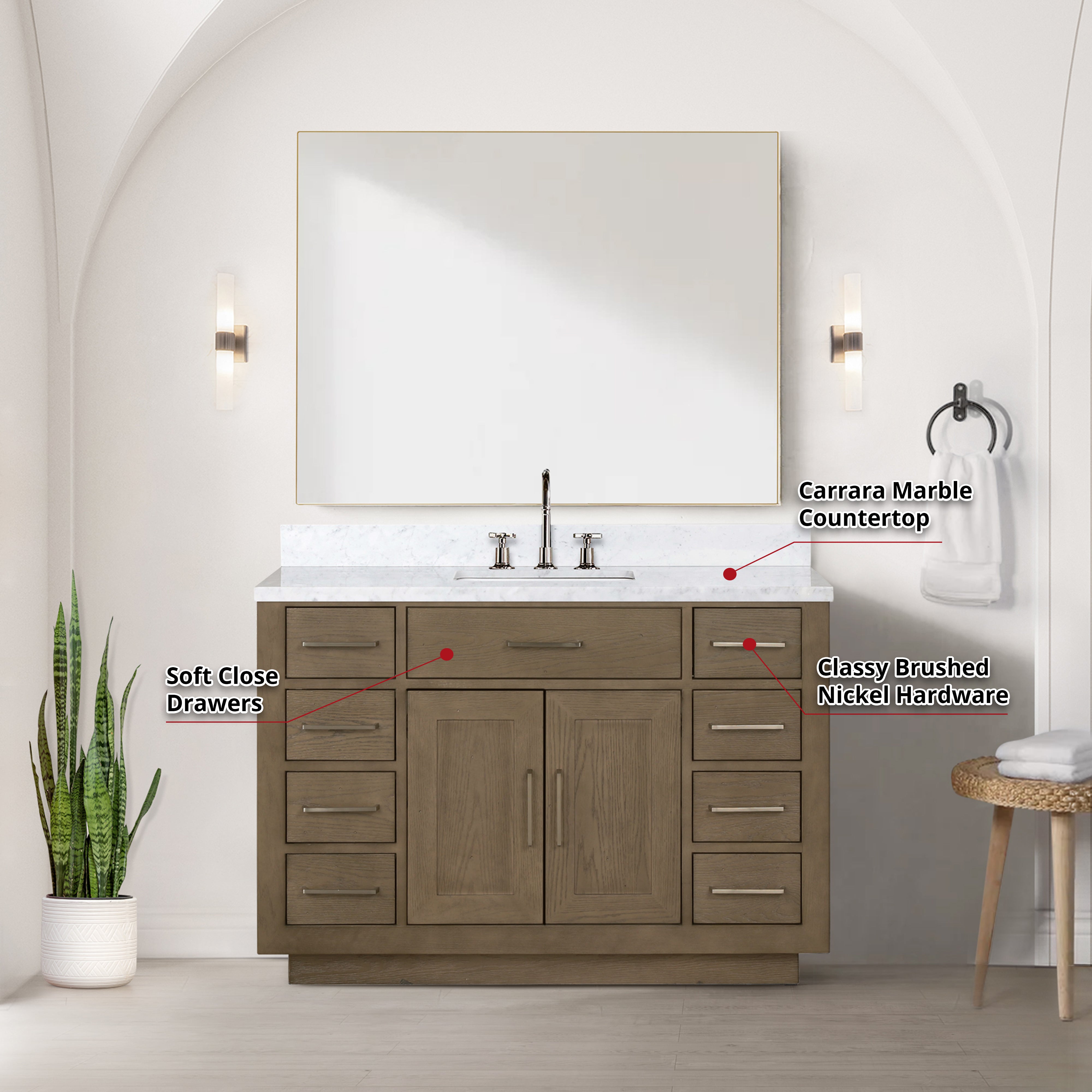 Abbey 48 in W x 22 in D Grey Oak Single Bath Vanity