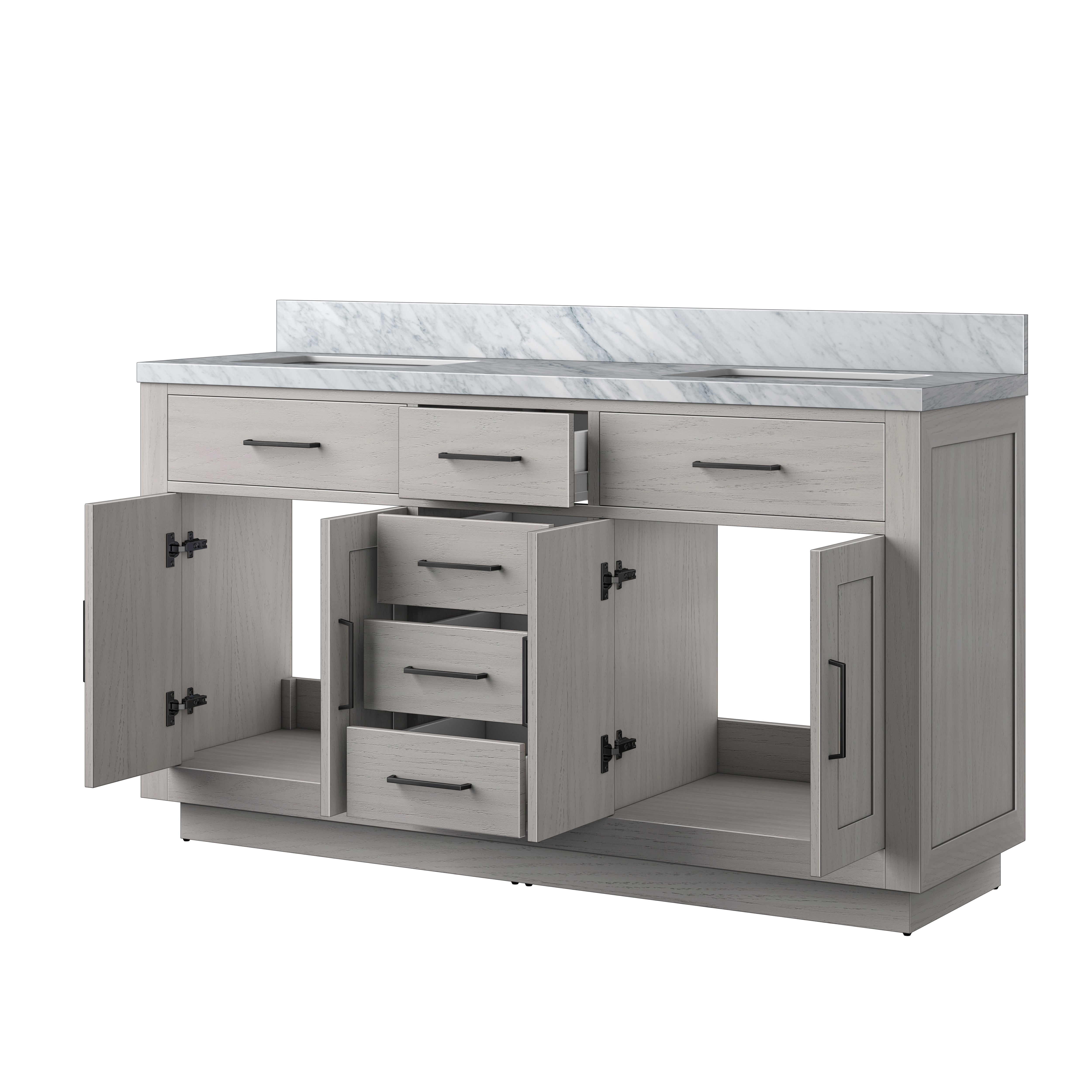 Abbey 60 in W x 22 in D White Oak Double Bath Vanity