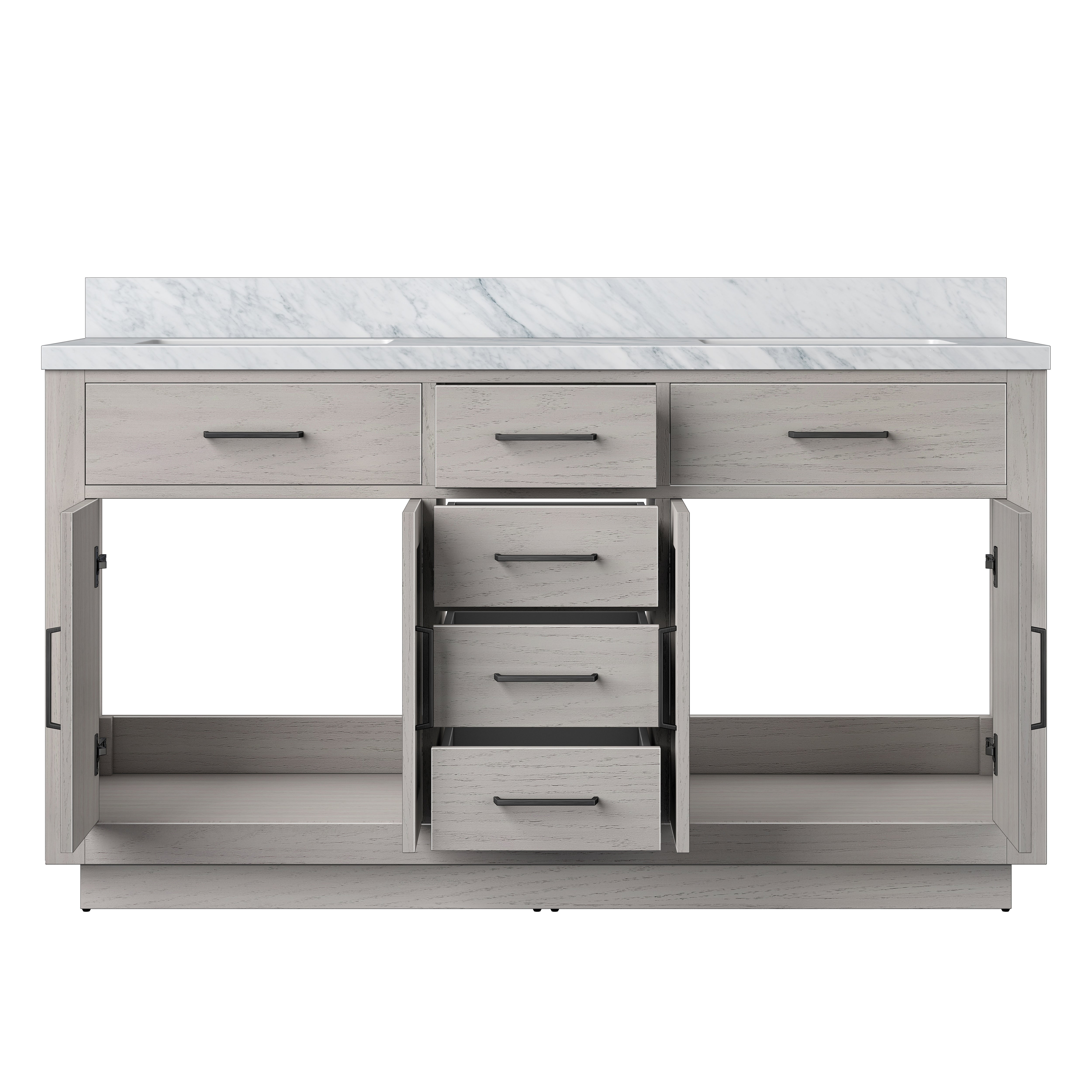 Abbey 60 in W x 22 in D White Oak Double Bath Vanity