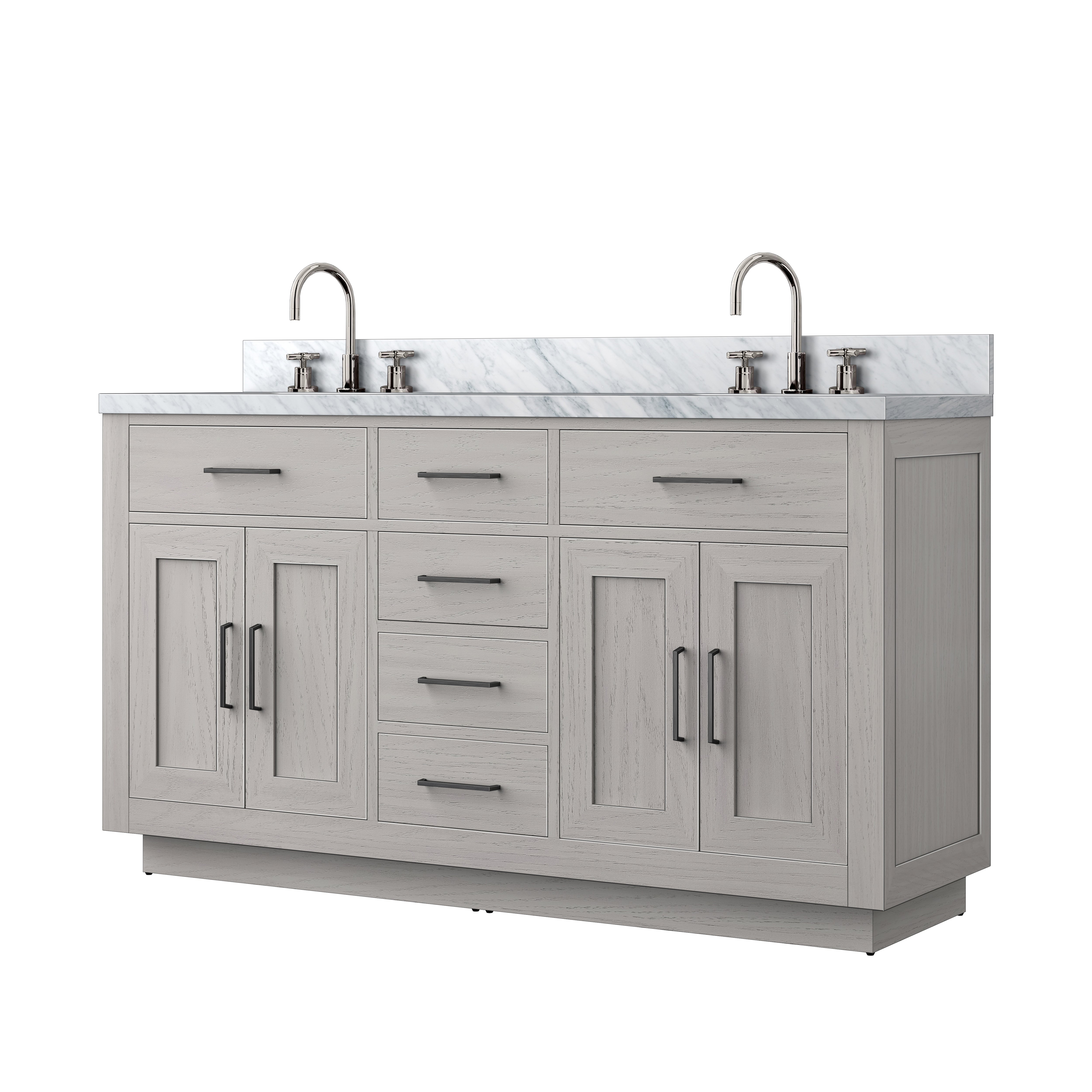 Abbey 60 in W x 22 in D White Oak Double Bath Vanity