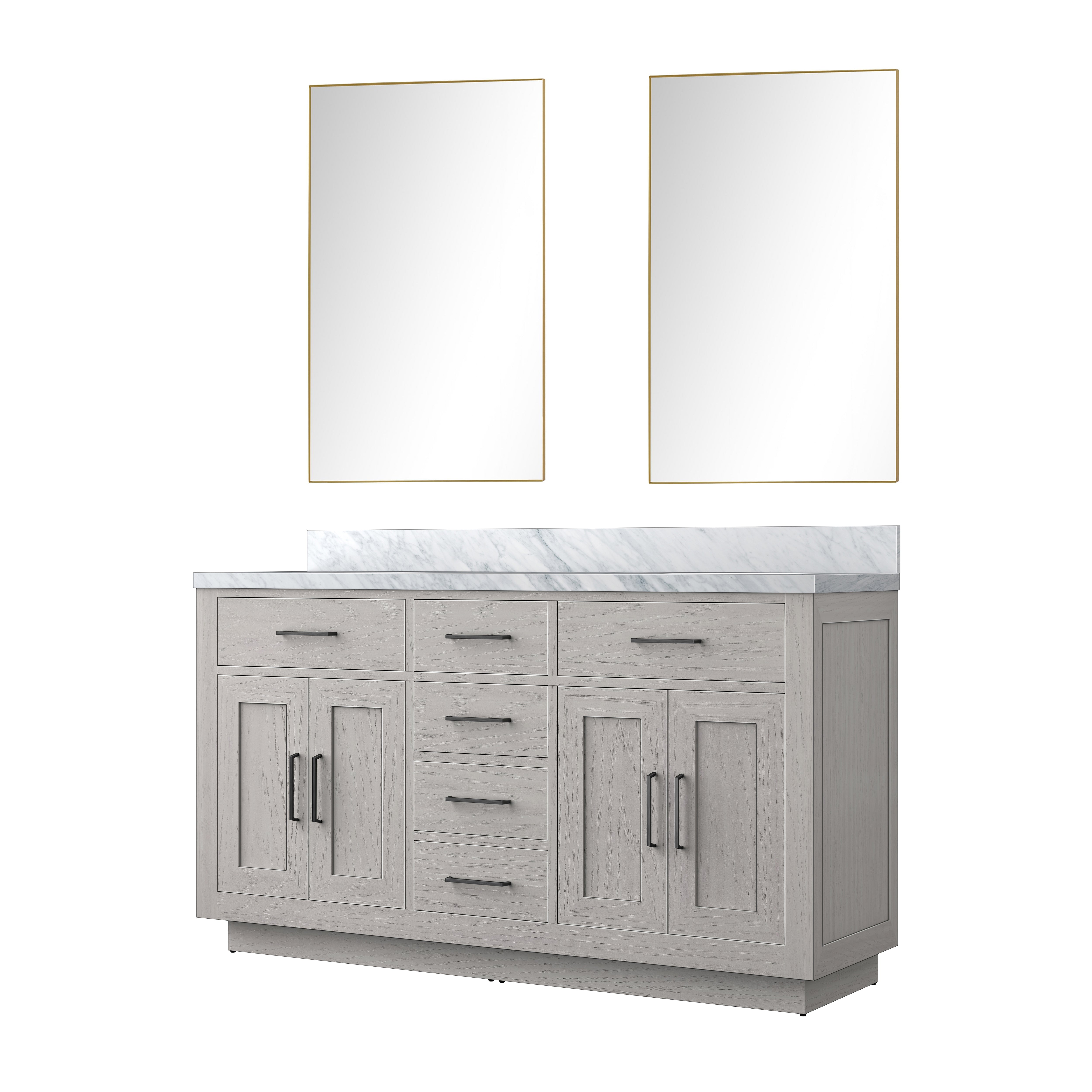 Abbey 60 in W x 22 in D White Oak Double Bath Vanity