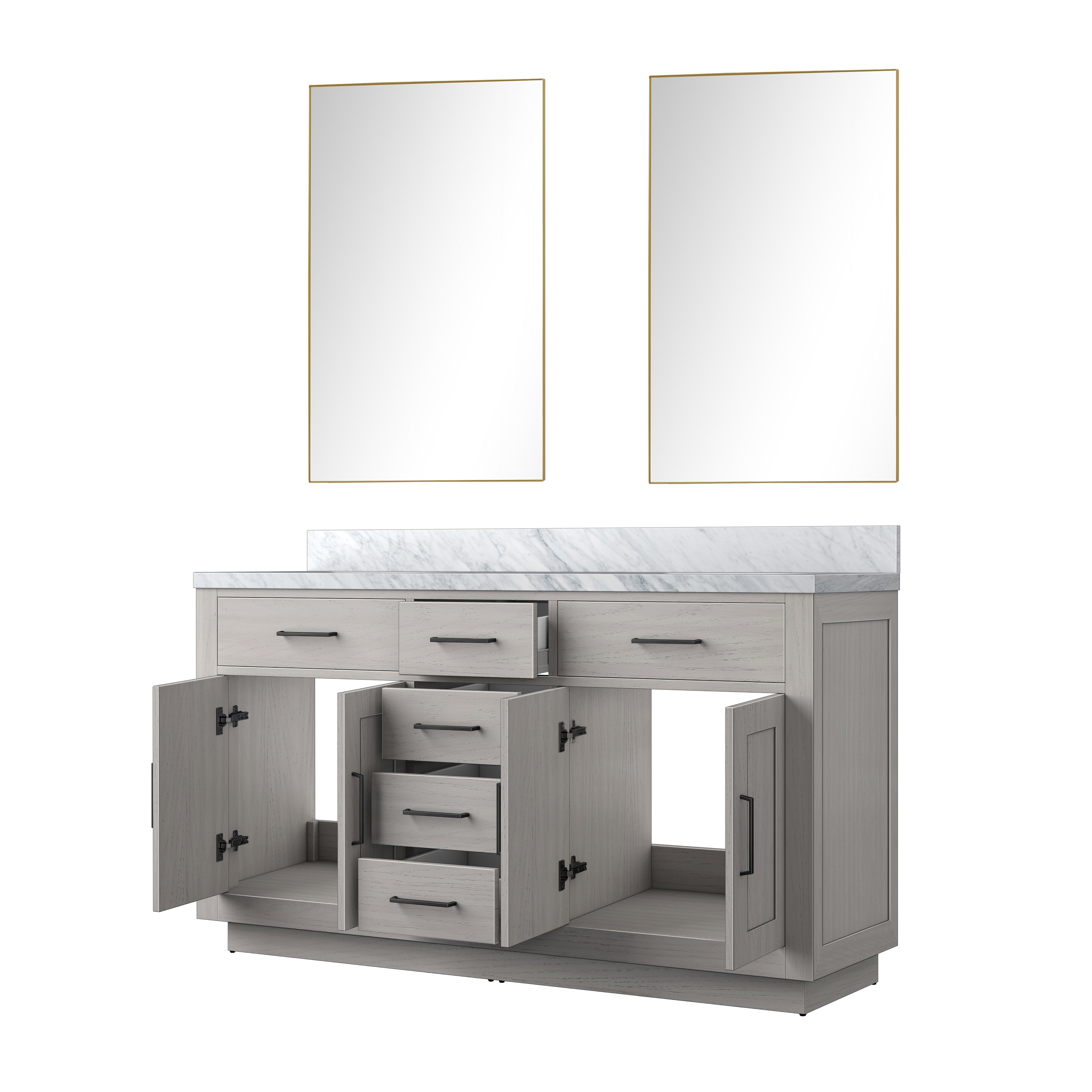 Abbey 60 in W x 22 in D White Oak Double Bath Vanity