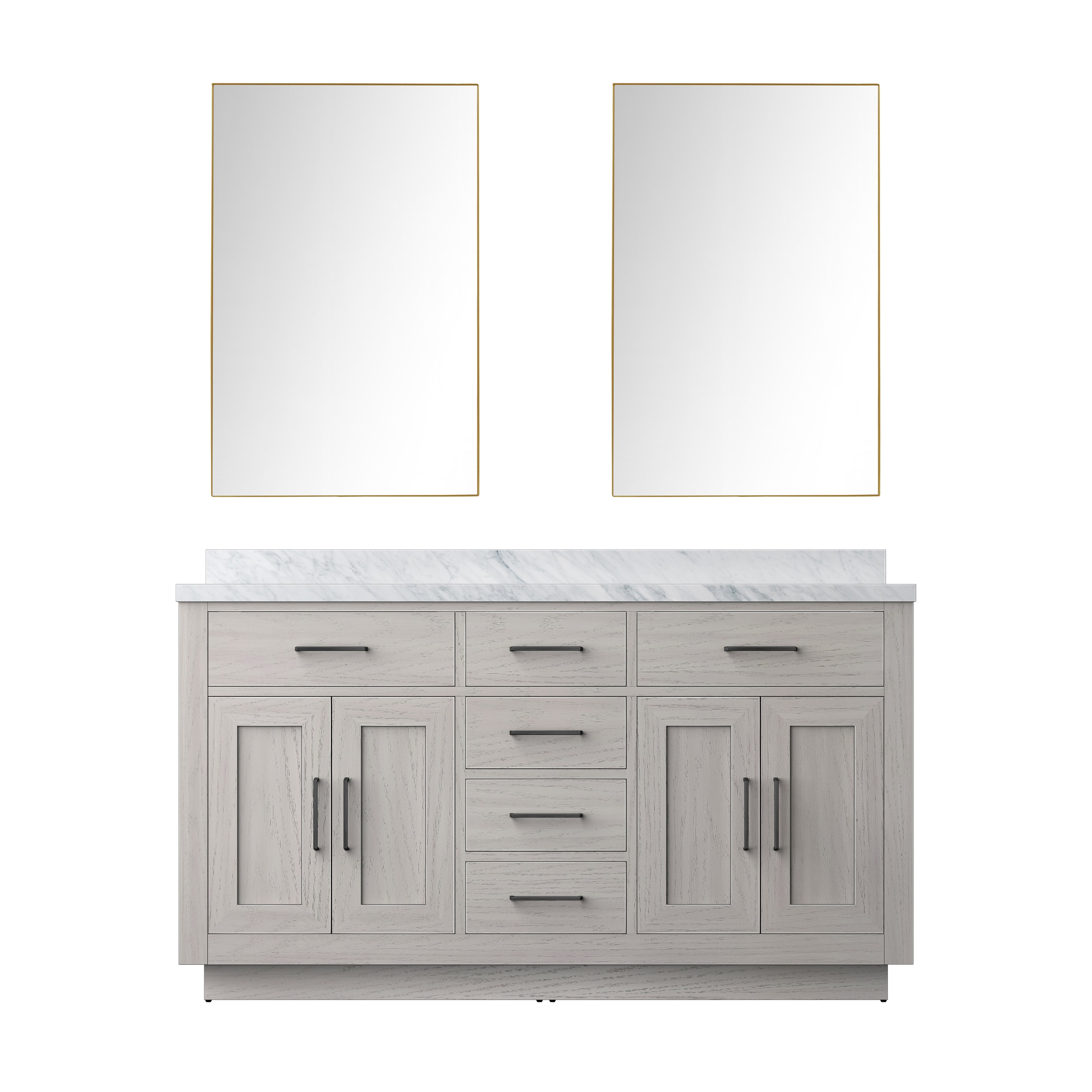 Abbey 60 in W x 22 in D White Oak Double Bath Vanity