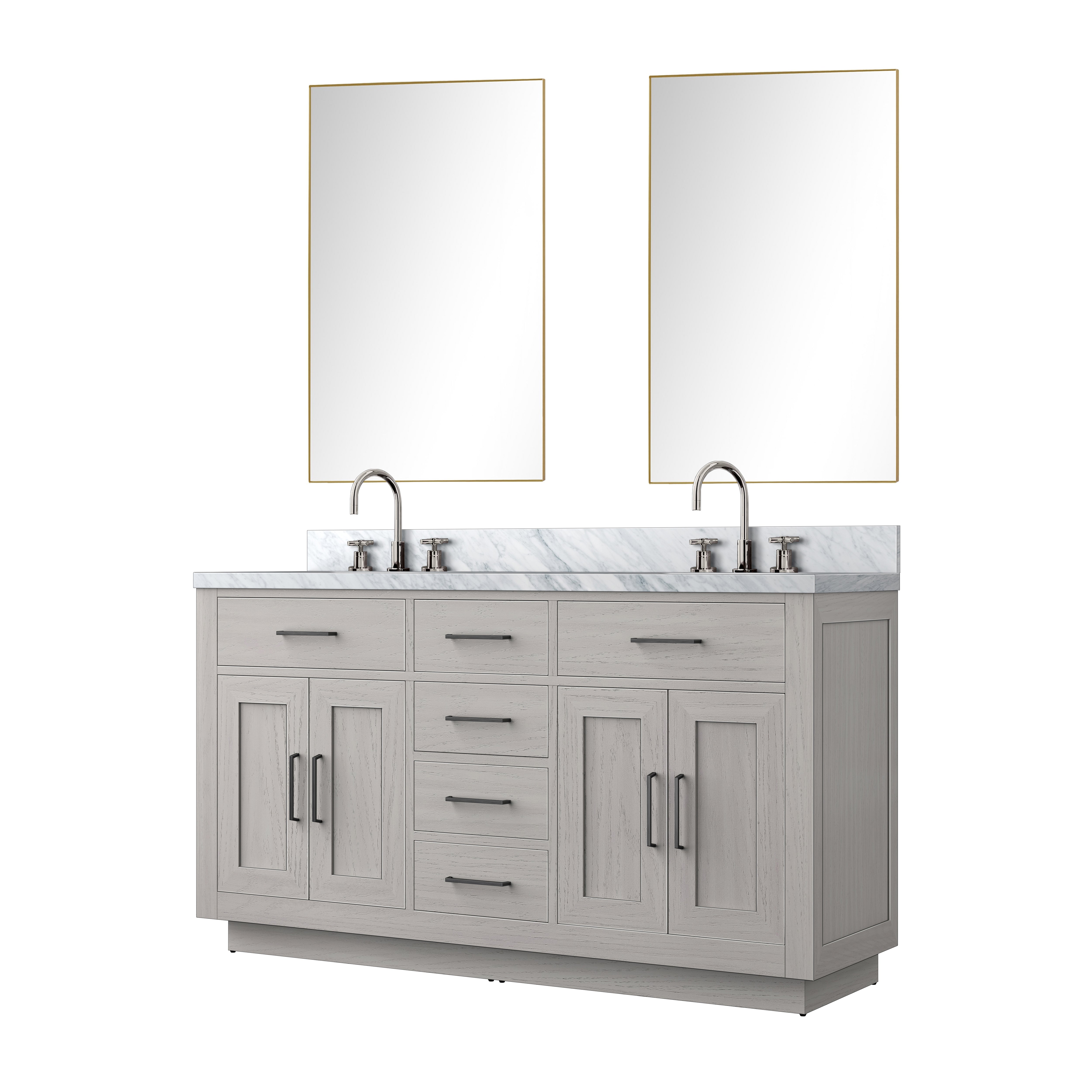 Abbey 60 in W x 22 in D White Oak Double Bath Vanity