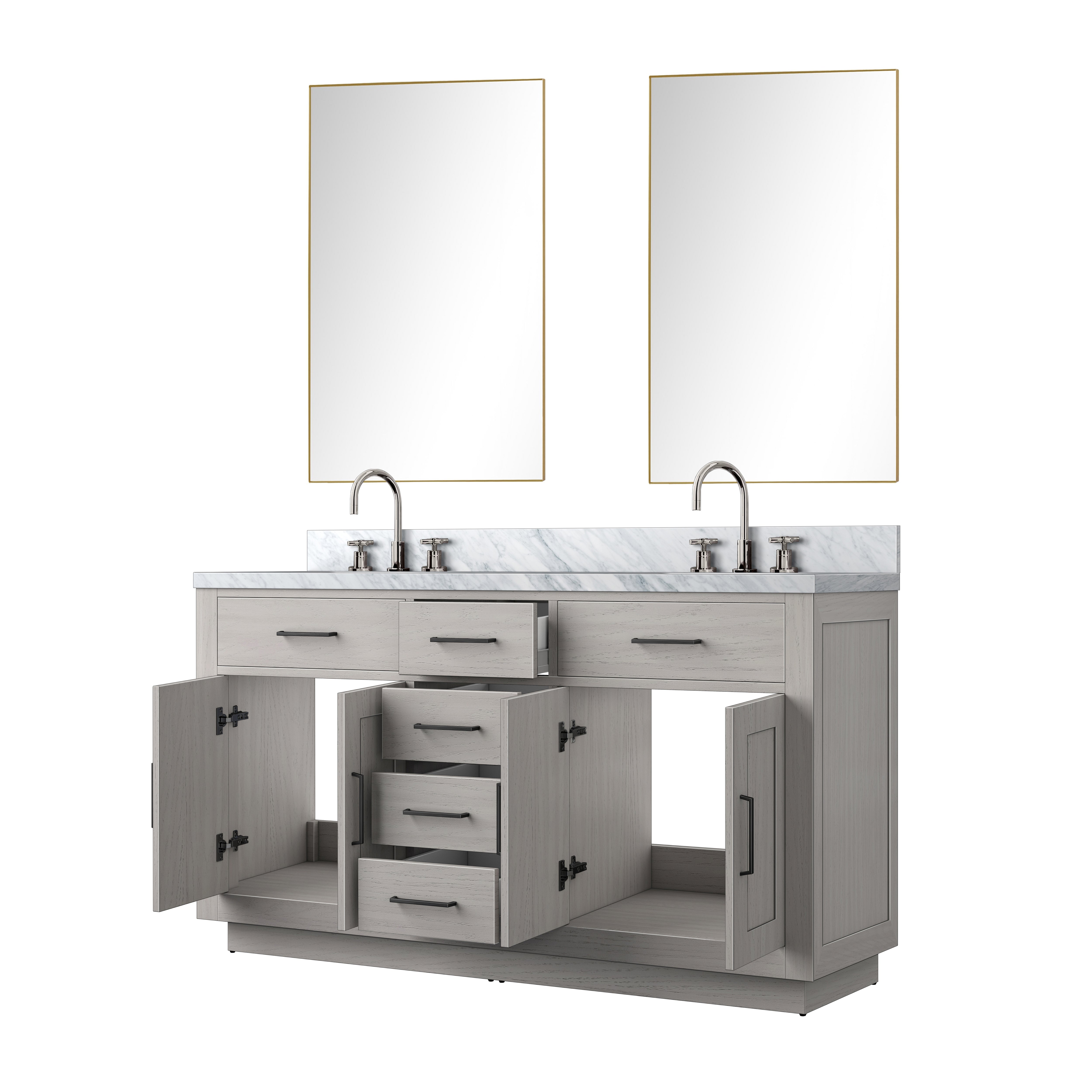 Abbey 60 in W x 22 in D White Oak Double Bath Vanity