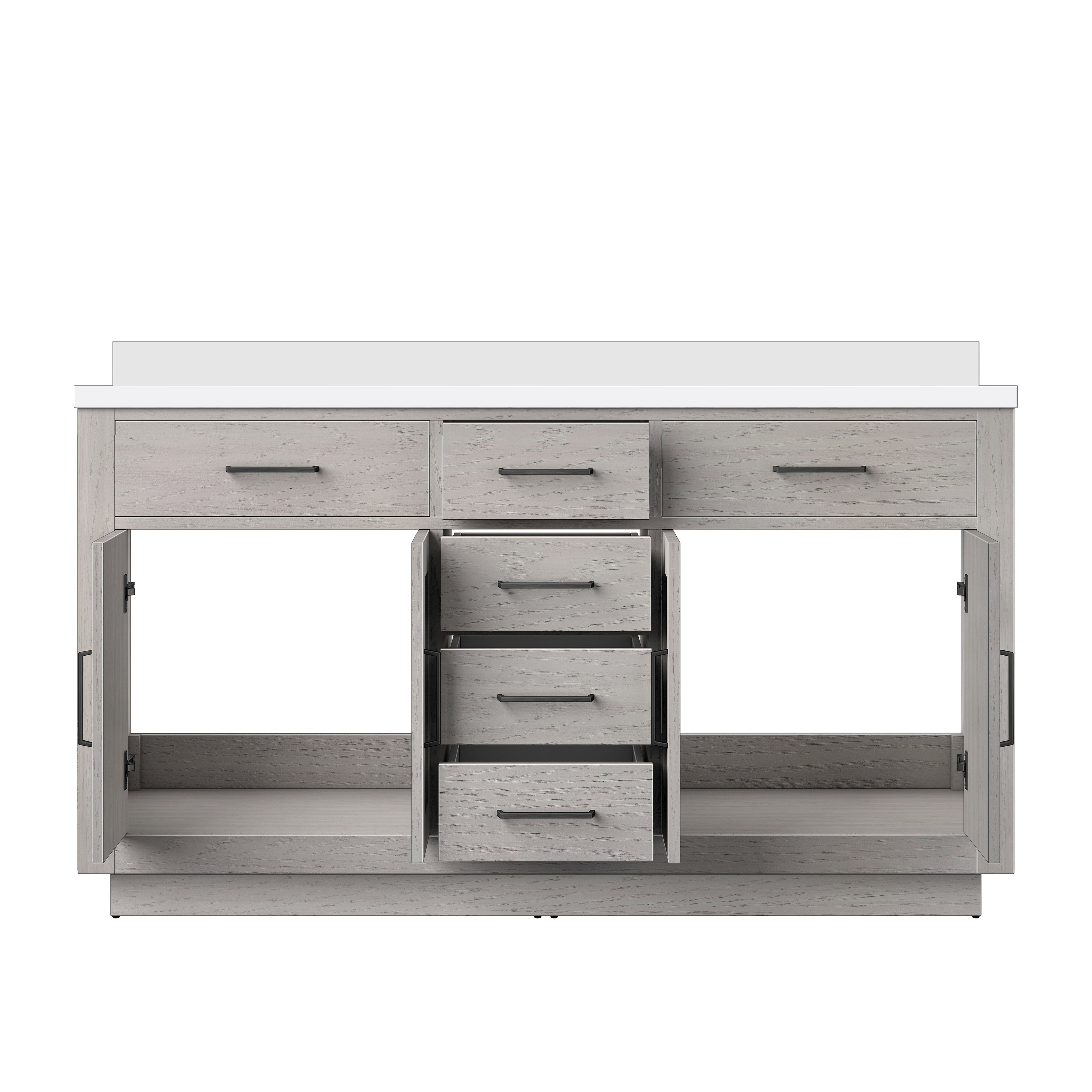 Abbey 60 in W x 22 in D White Oak Double Bath Vanity