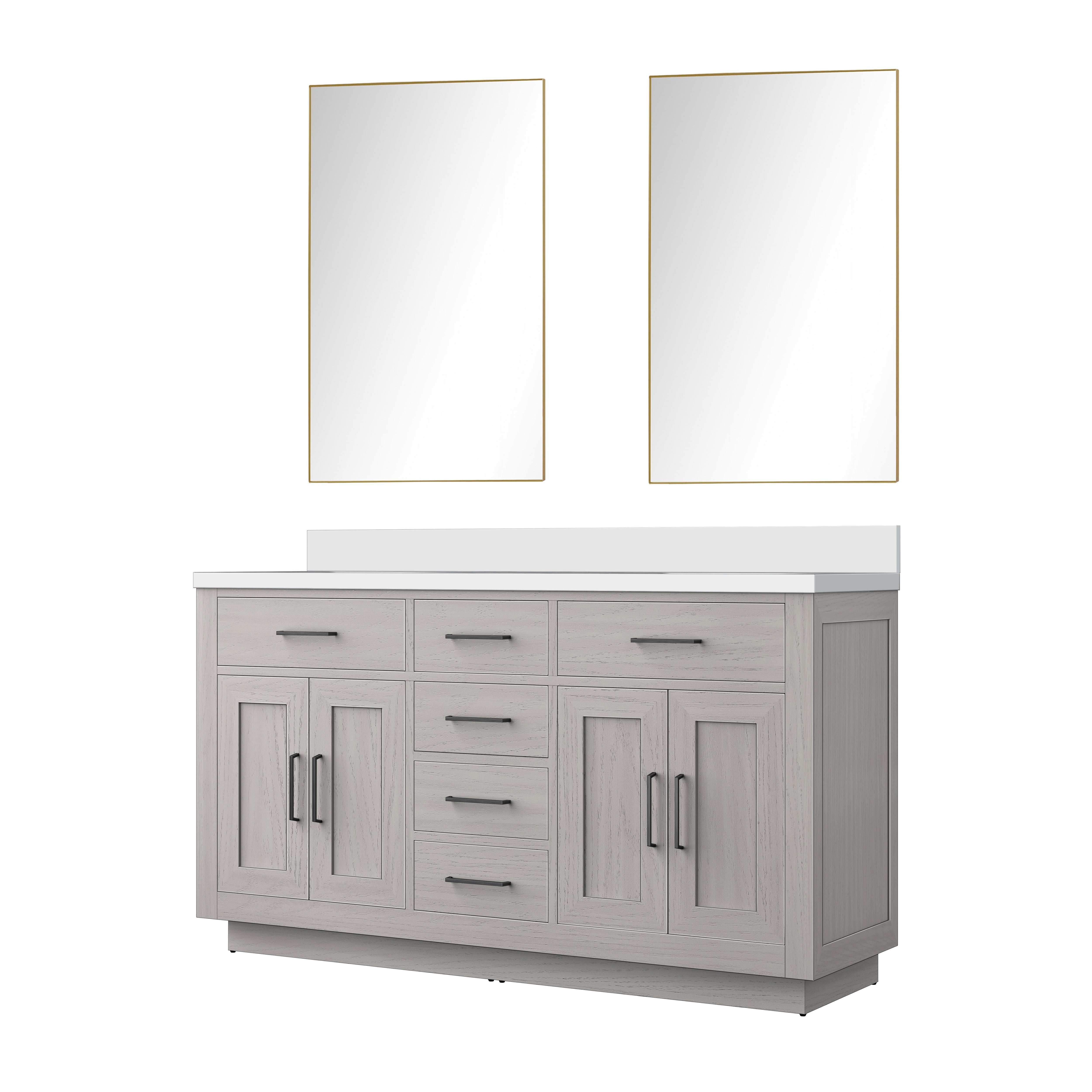 Abbey 60 in W x 22 in D White Oak Double Bath Vanity