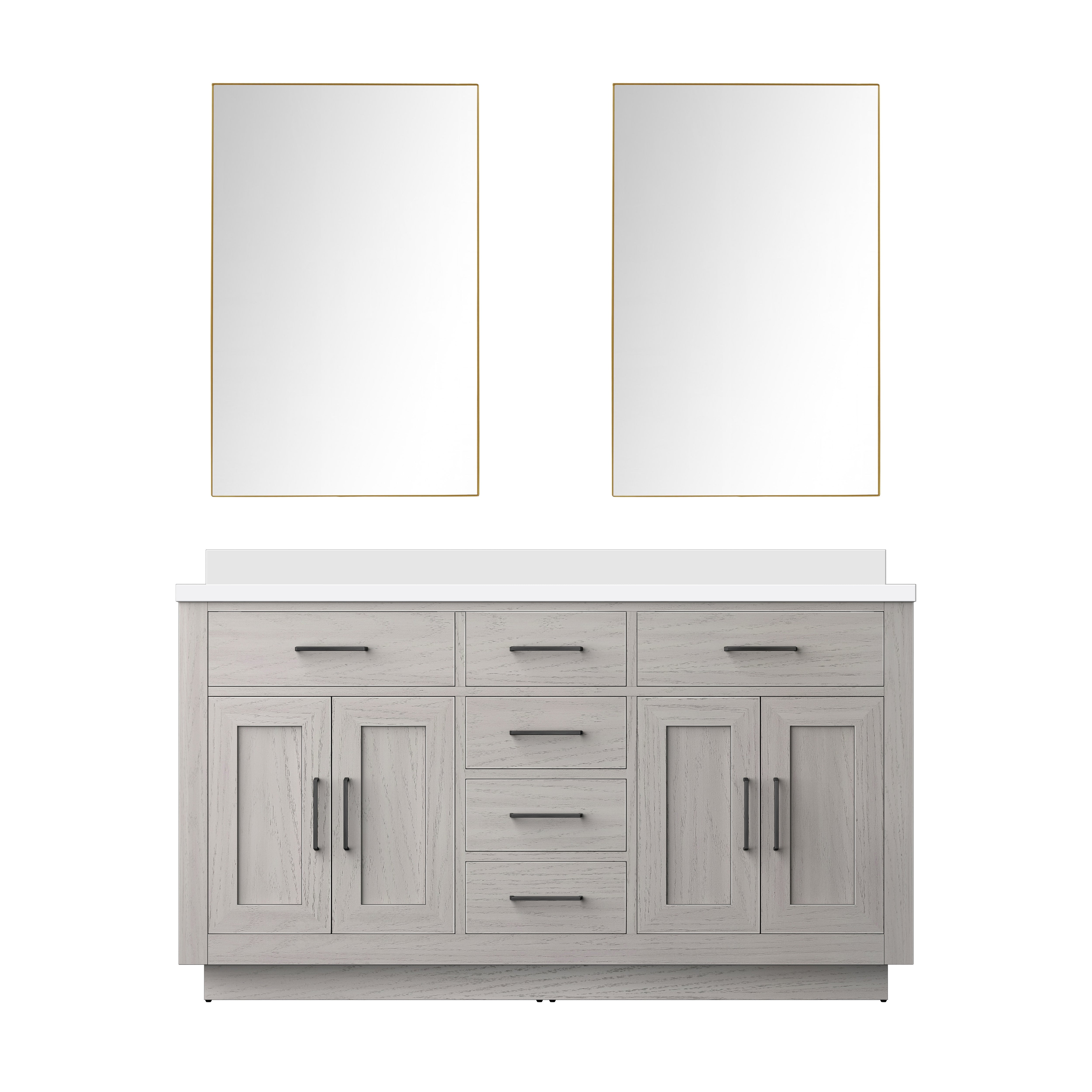 Abbey 60 in W x 22 in D White Oak Double Bath Vanity
