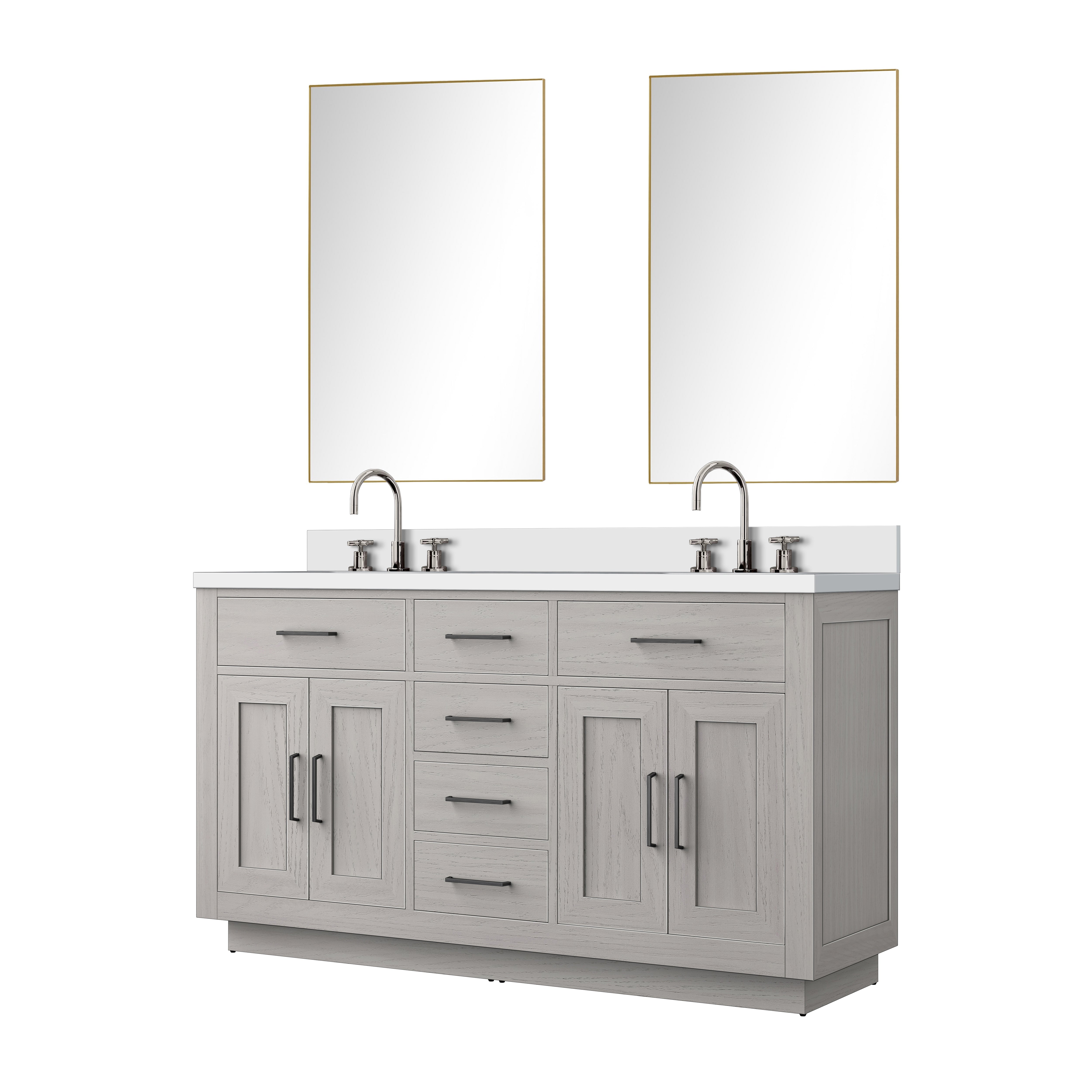 Abbey 60 in W x 22 in D White Oak Double Bath Vanity