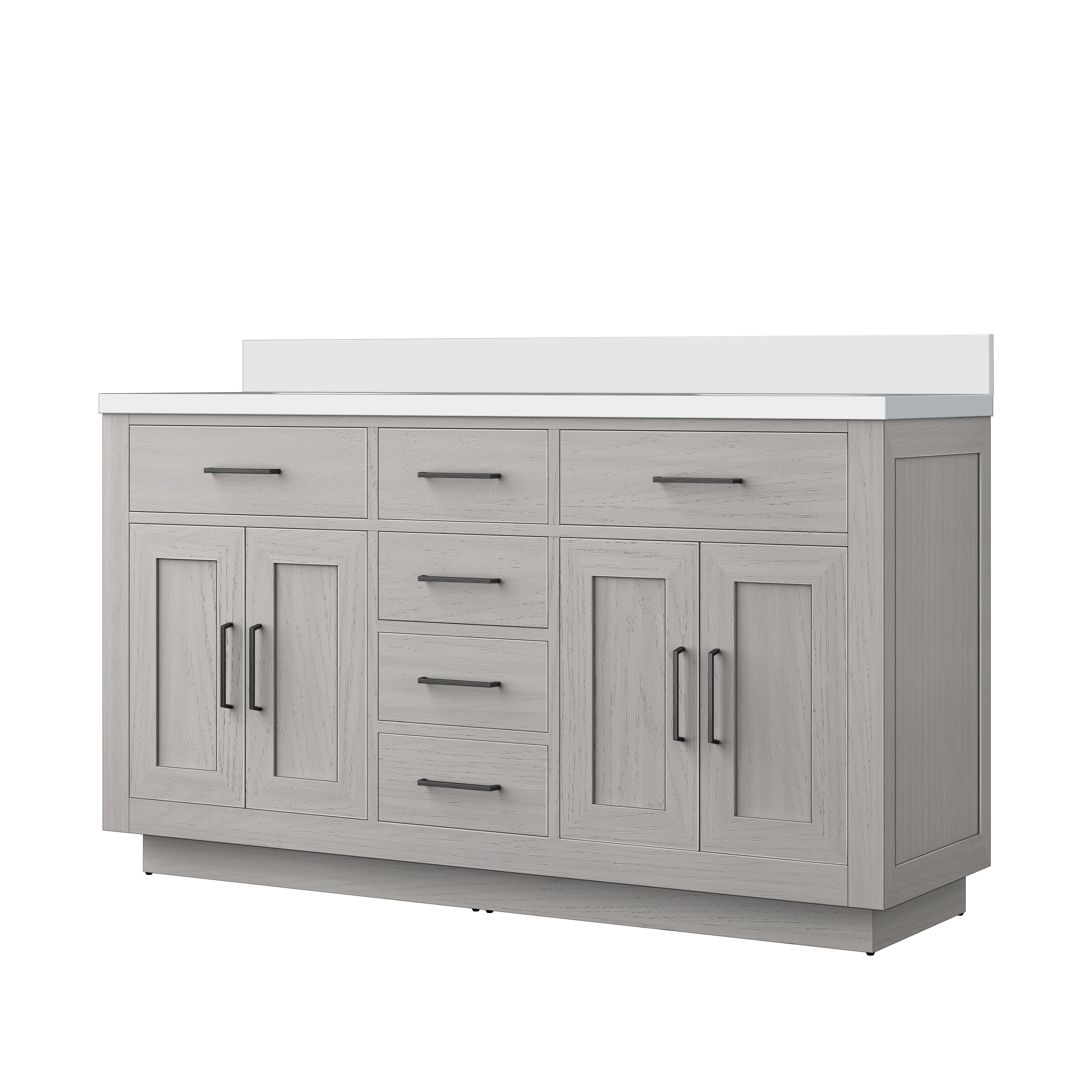 Abbey 60 in W x 22 in D White Oak Double Bath Vanity
