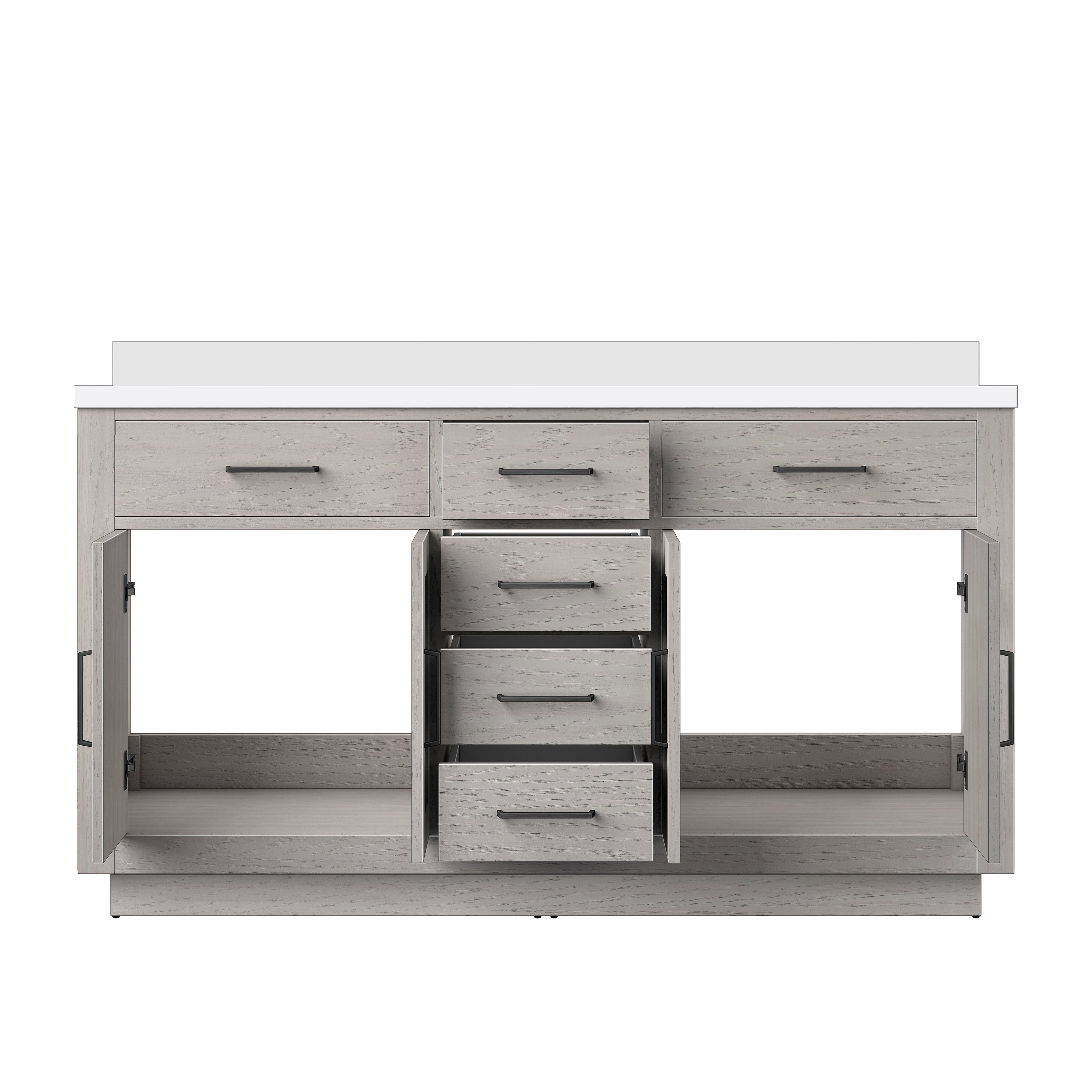 Abbey 60 in W x 22 in D White Oak Double Bath Vanity