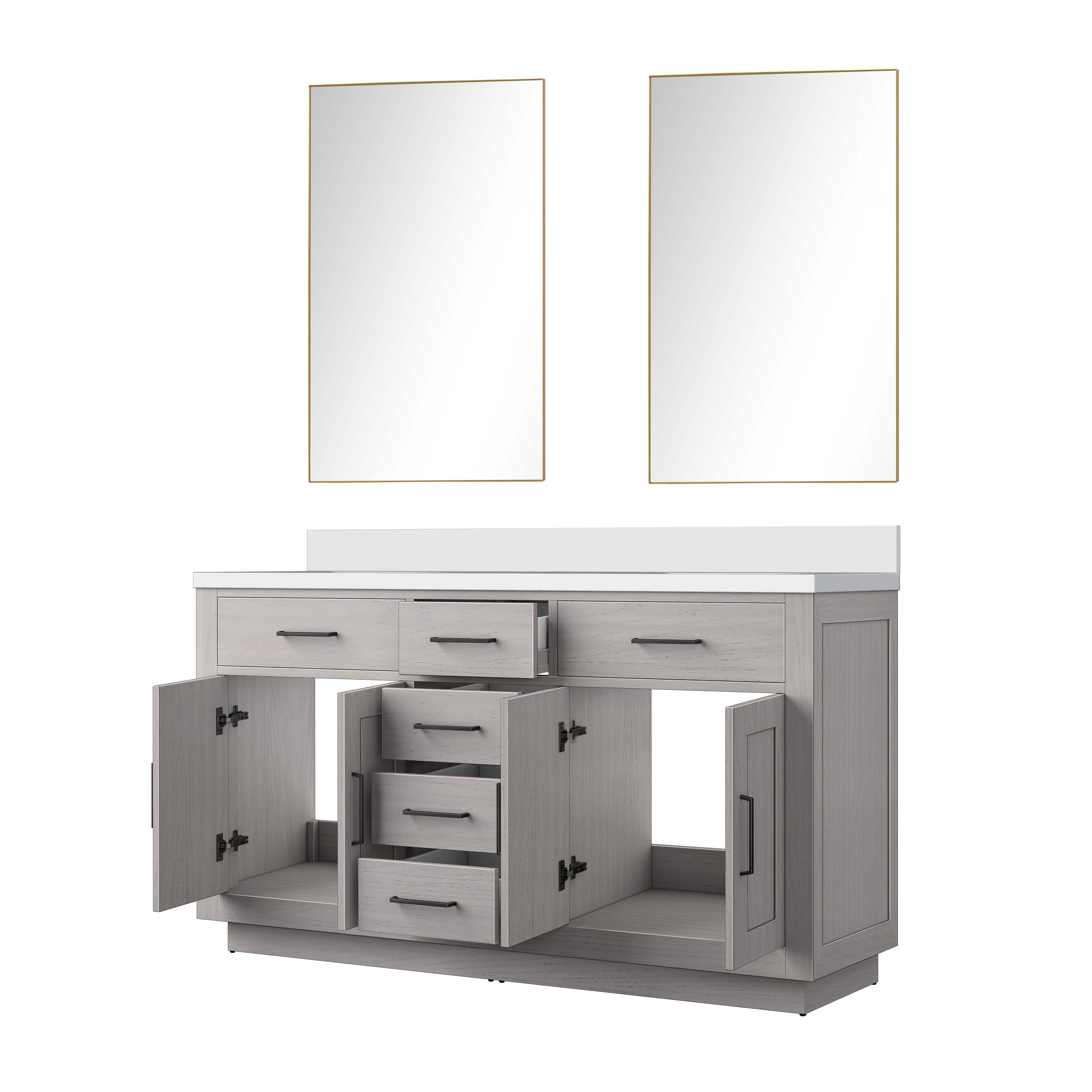 Abbey 60 in W x 22 in D White Oak Double Bath Vanity