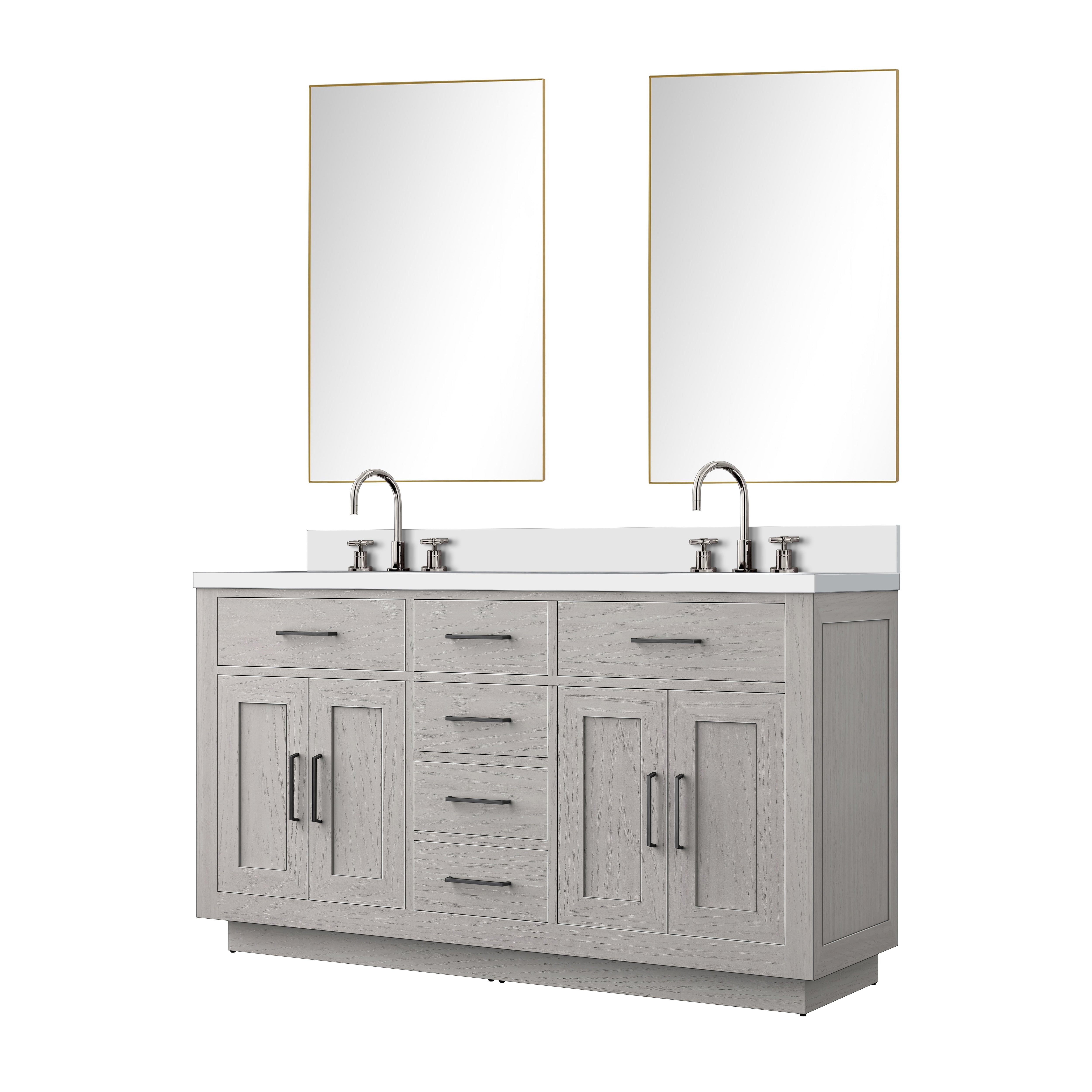 Abbey 60 in W x 22 in D White Oak Double Bath Vanity